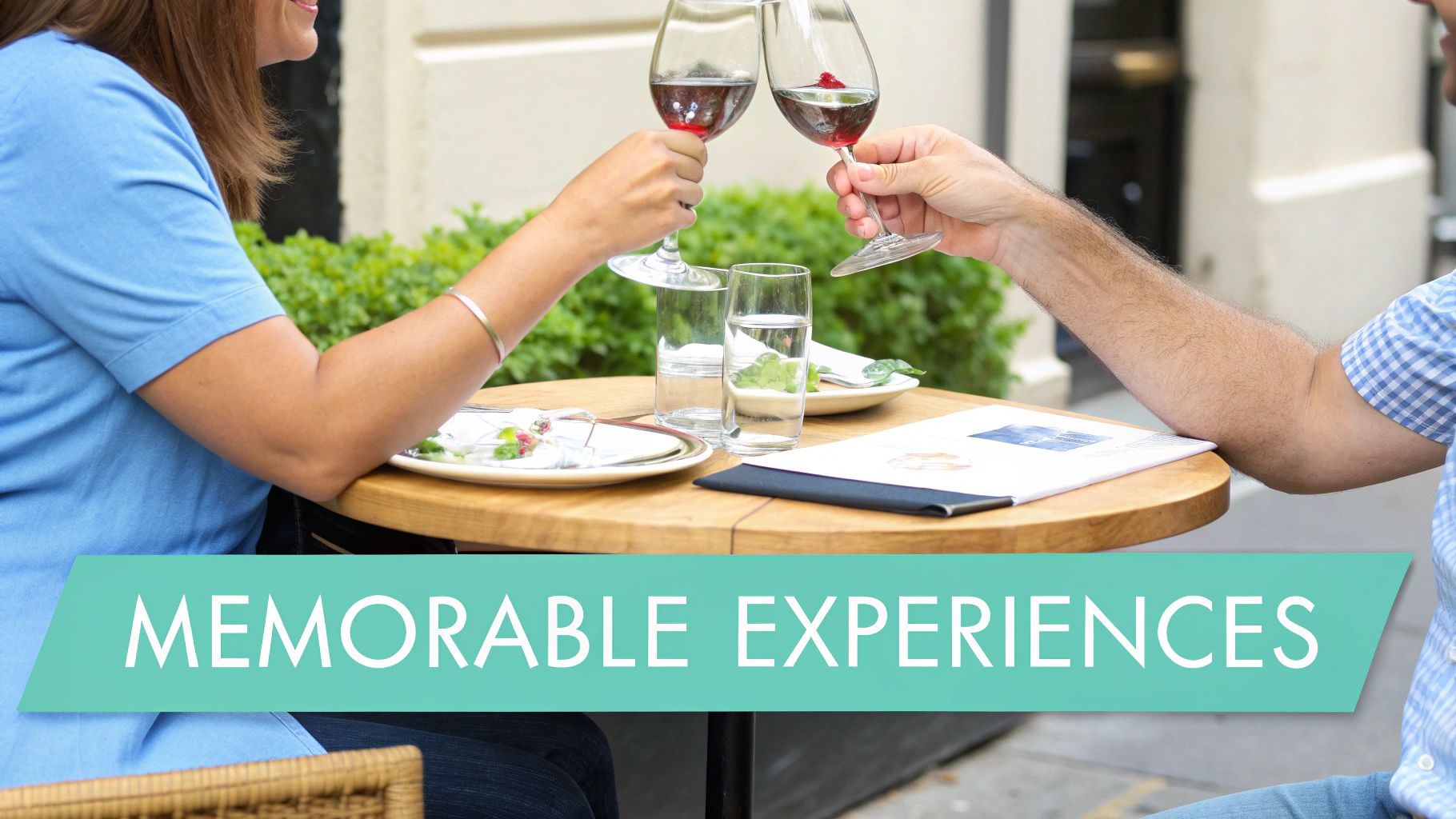 A couple enjoying a wine tasting tour outdoors.