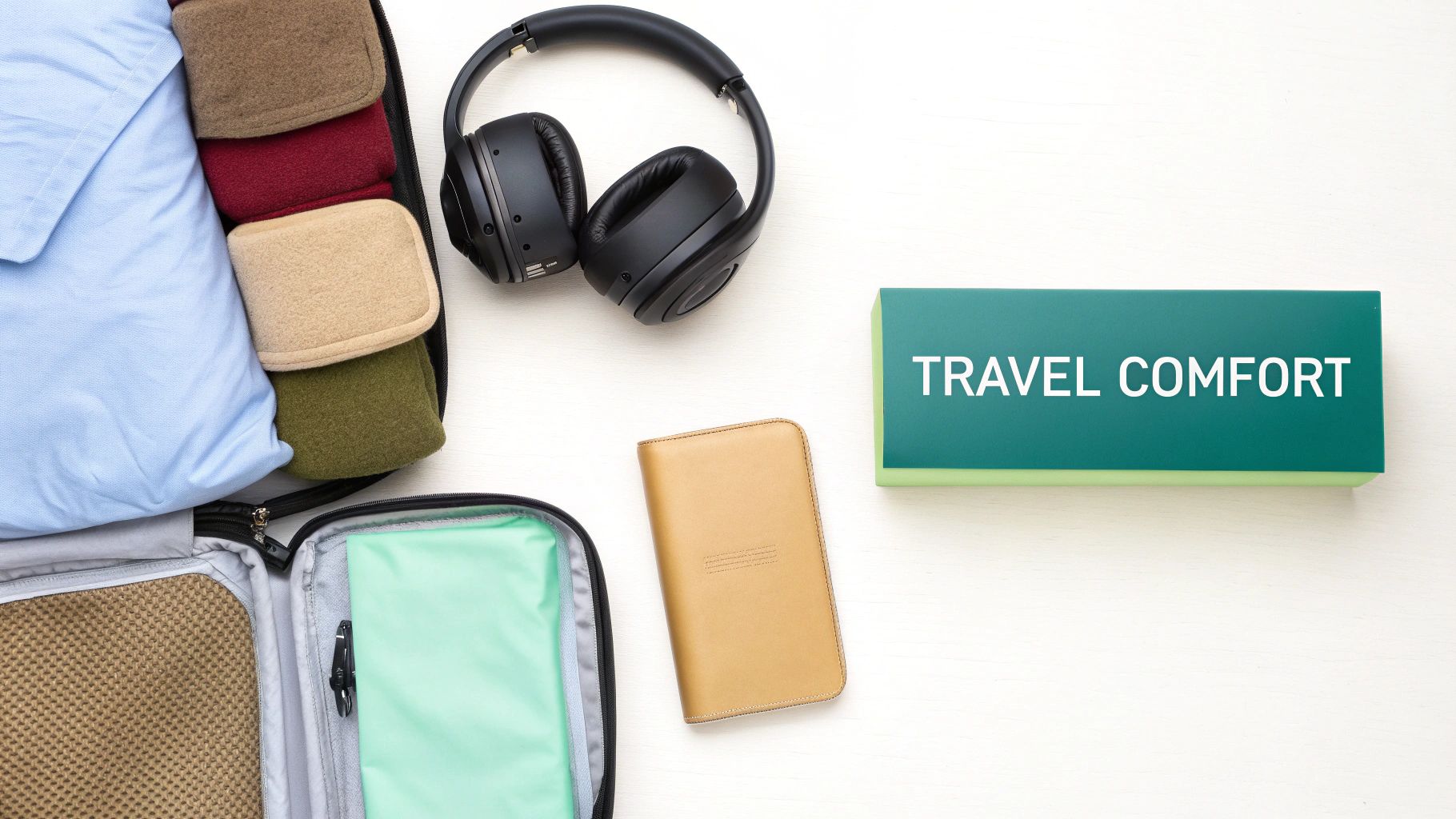 Woman relaxing in a hammock with travel accessories