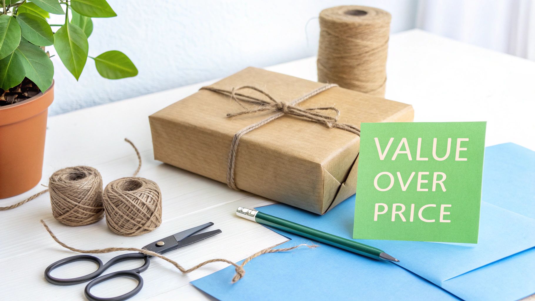 A man happily receiving a wrapped gift from a woman.