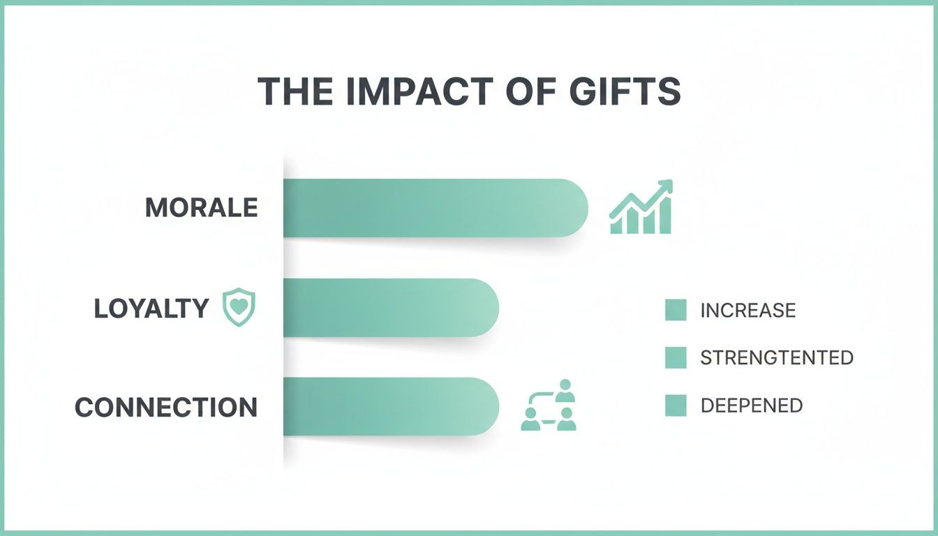 Chart illustrating how gifts positively impact morale, loyalty, and connection in a professional setting.