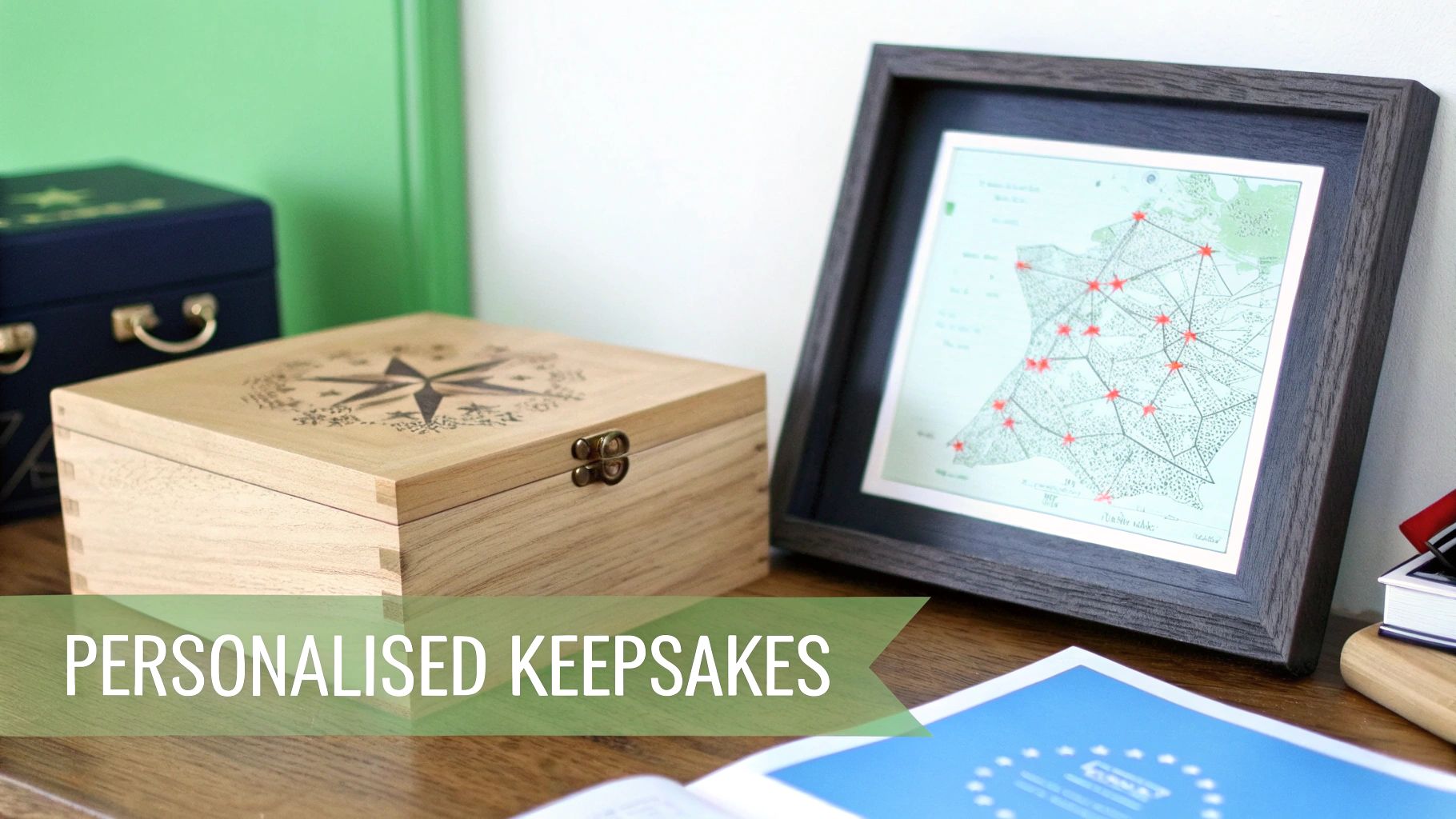 A custom-illustrated print of a couple's home.