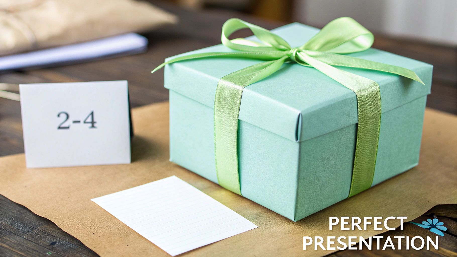 A beautifully wrapped gift box with a ribbon.