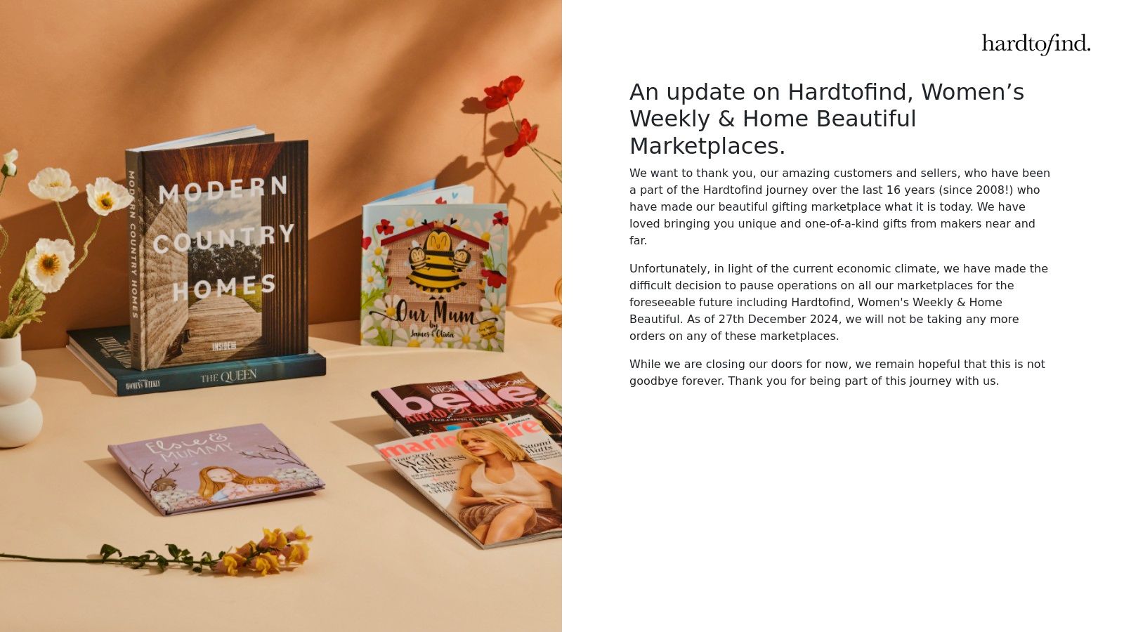 Hardtofind website screenshot showing a curated selection of gifts for men.
