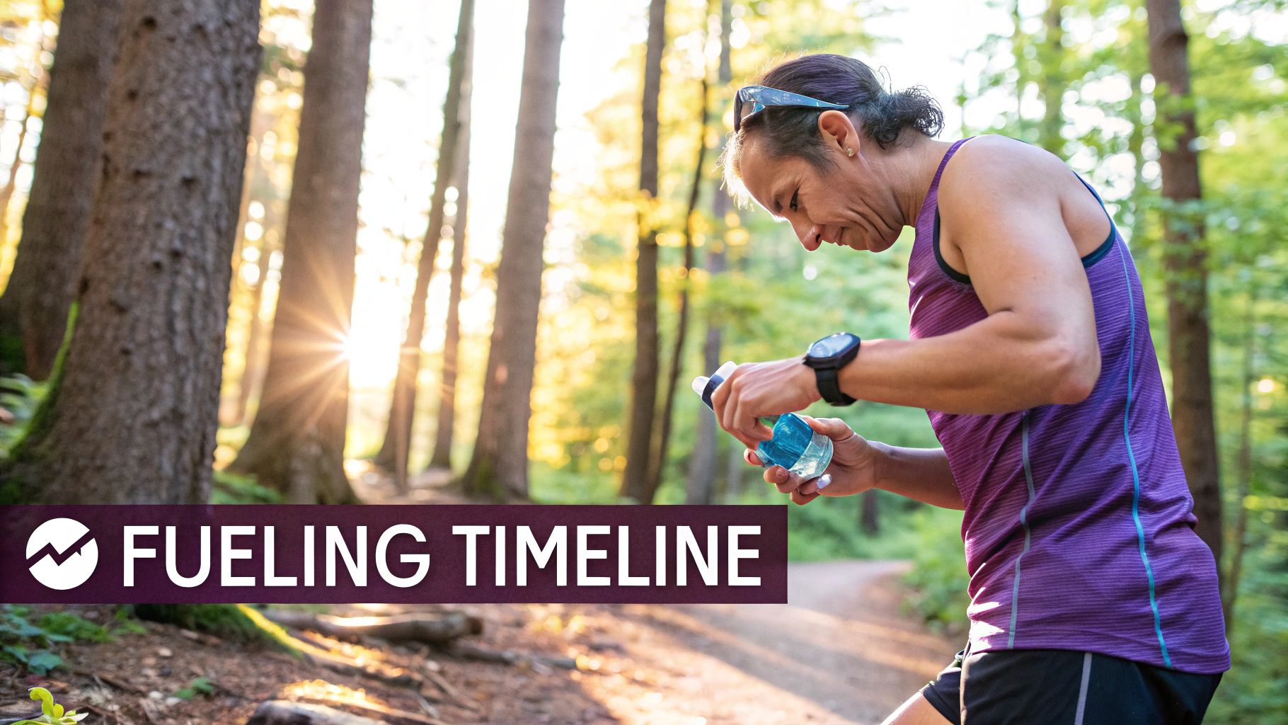 An athlete preparing a pre-workout meal with a focus on carbohydrates like a banana and oatmeal.