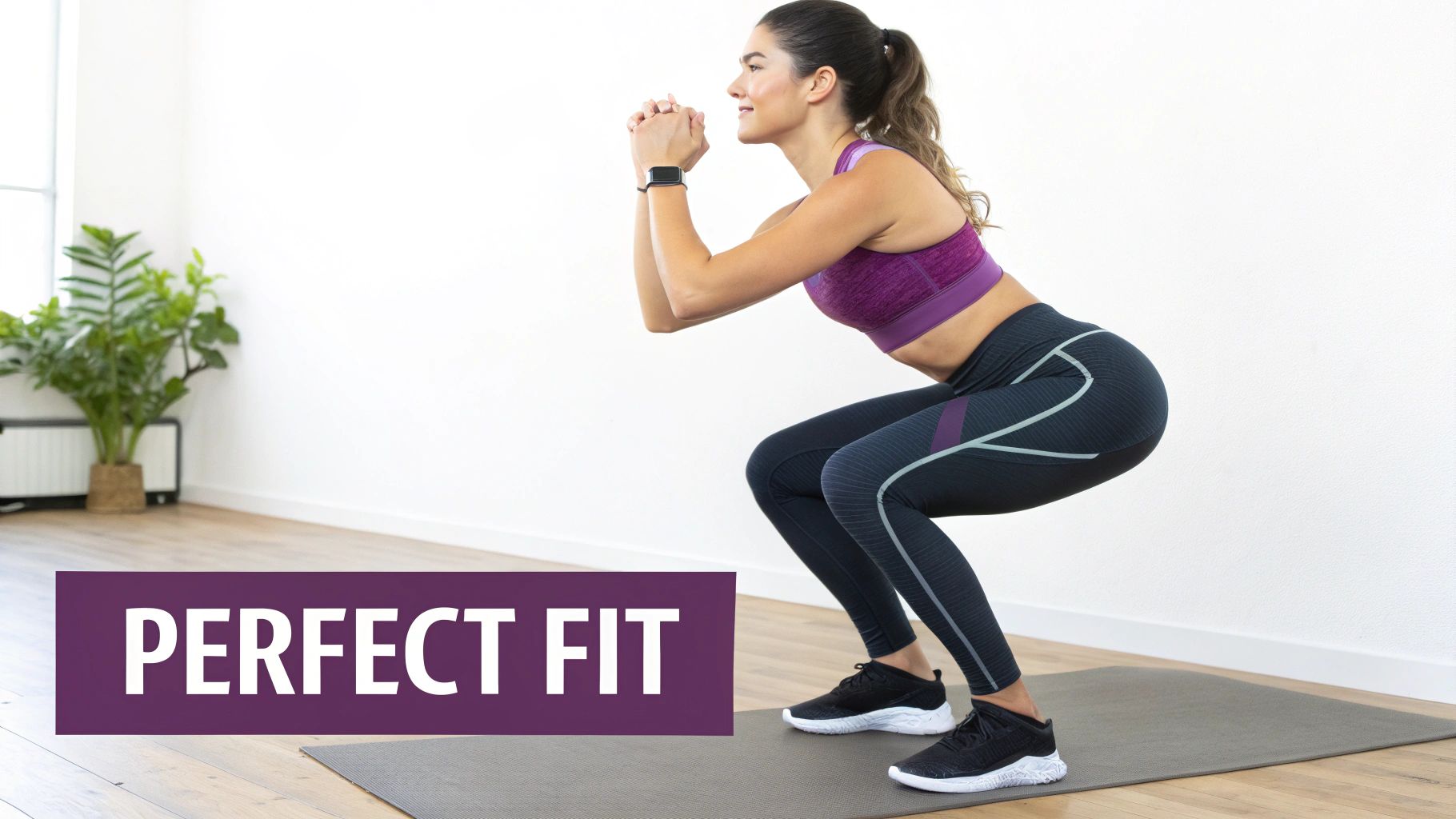 Woman in vibrant workout clothes stretching before her routine.