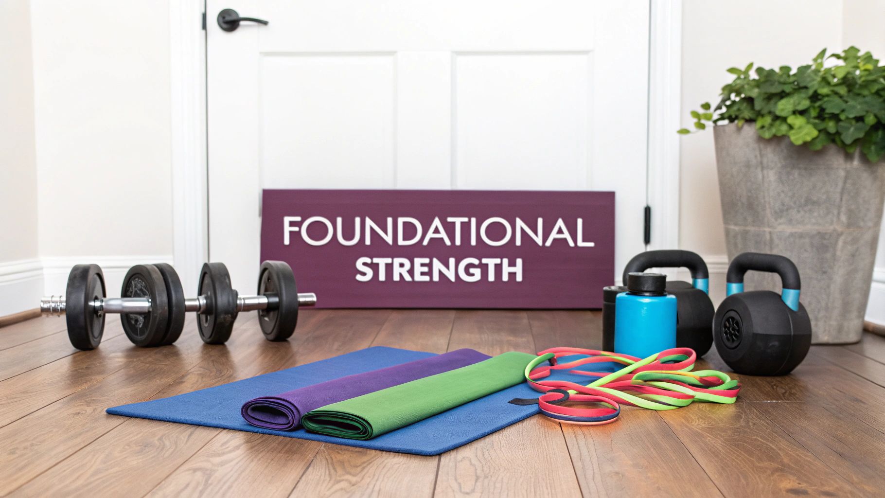 A woman smiling while using a stationary bike at home.