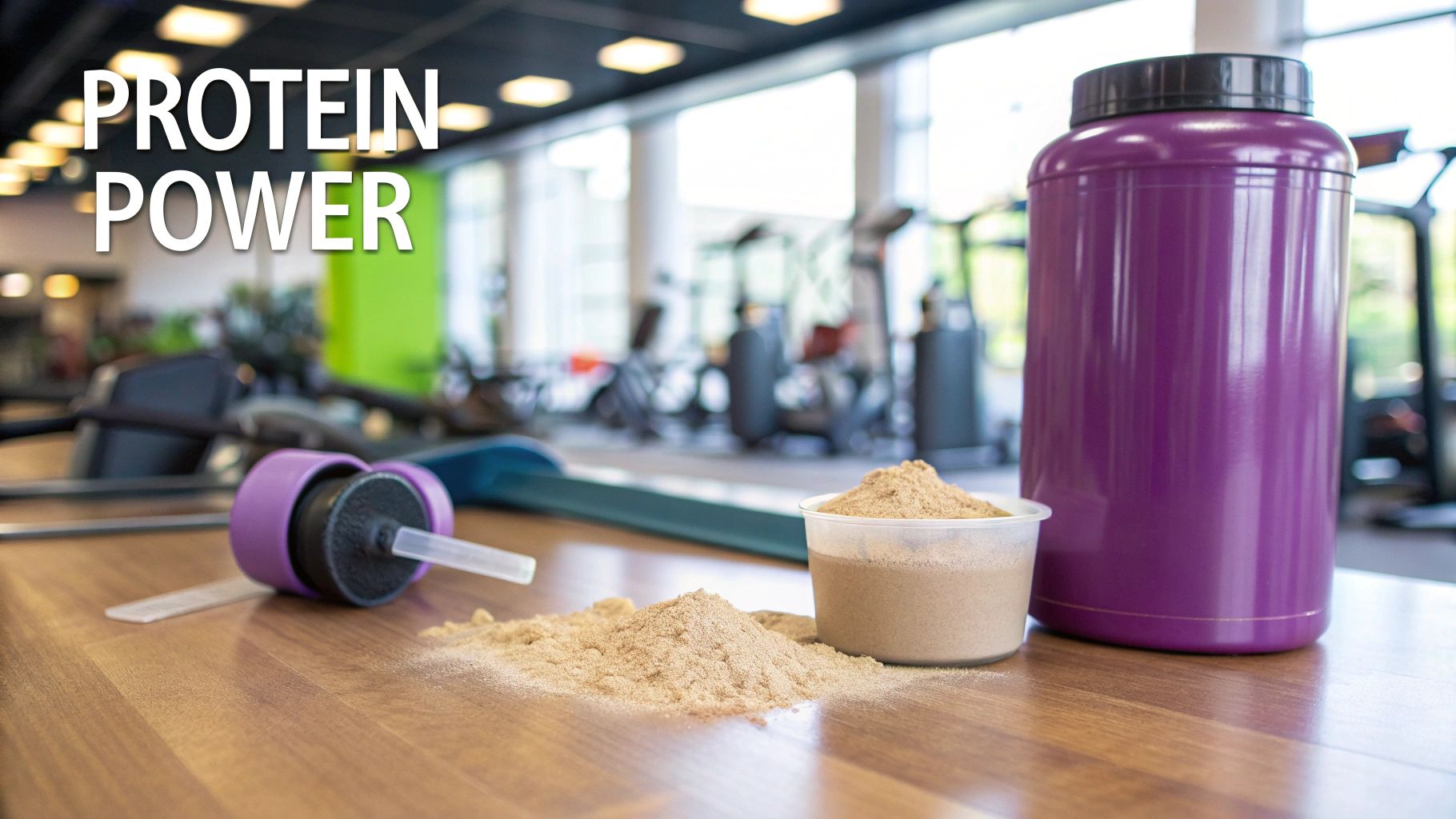 A person mixing protein powder in a shaker bottle after a workout.