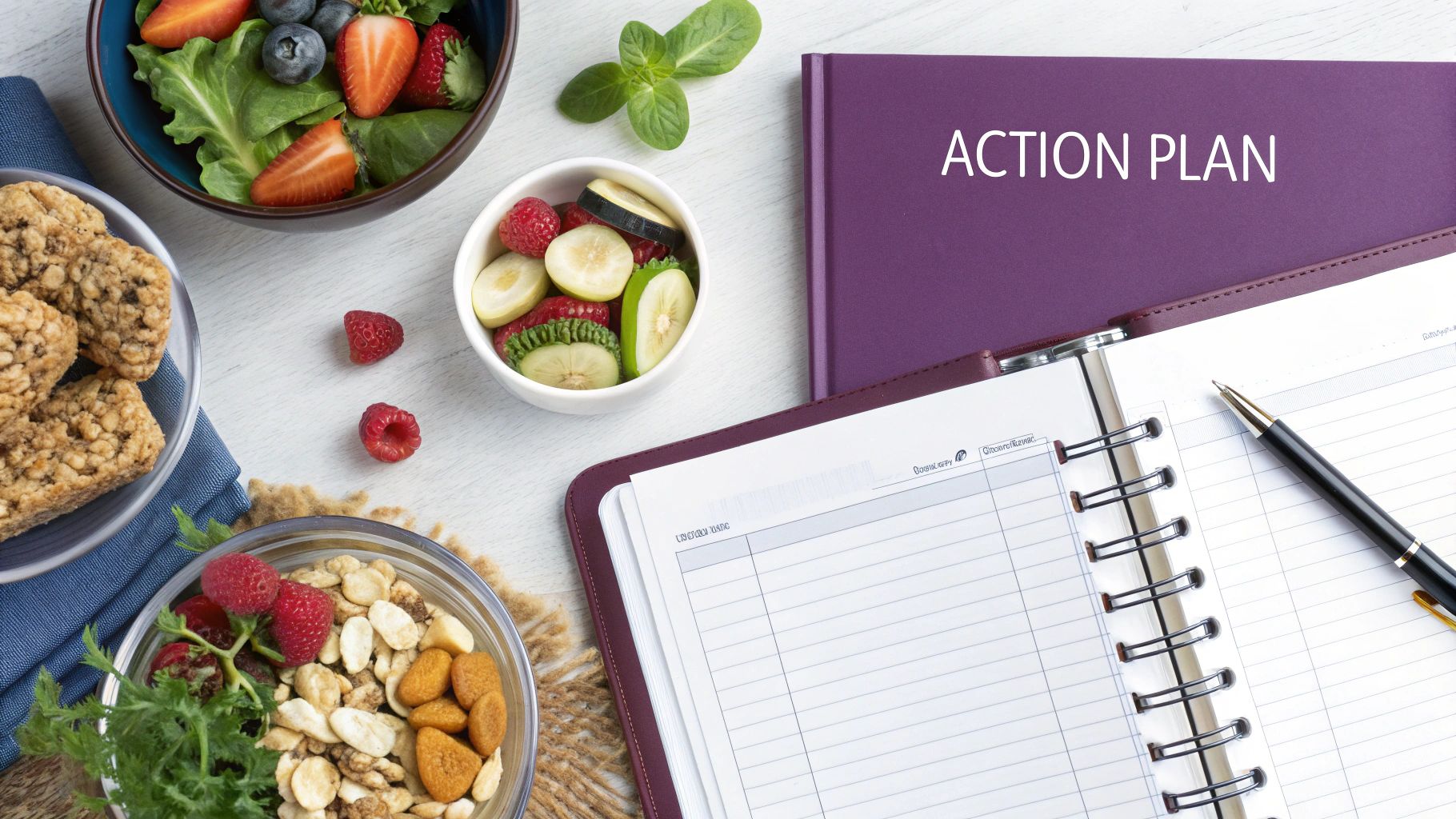 A person at a crossroads in a park, with signs pointing to different fitness goals like weight loss and muscle tone.