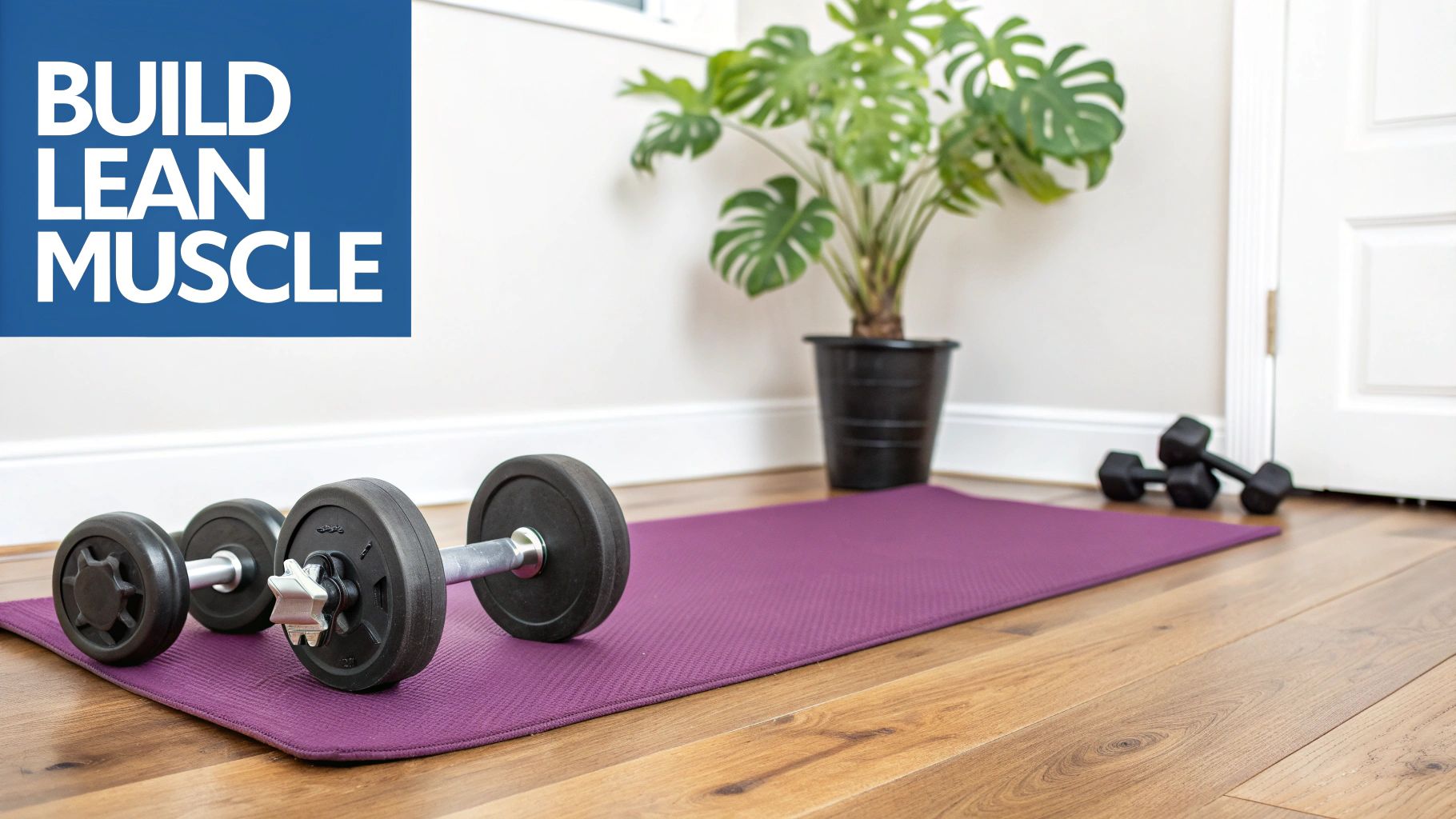 A person doing a bicep curl with an adjustable dumbbell at home.