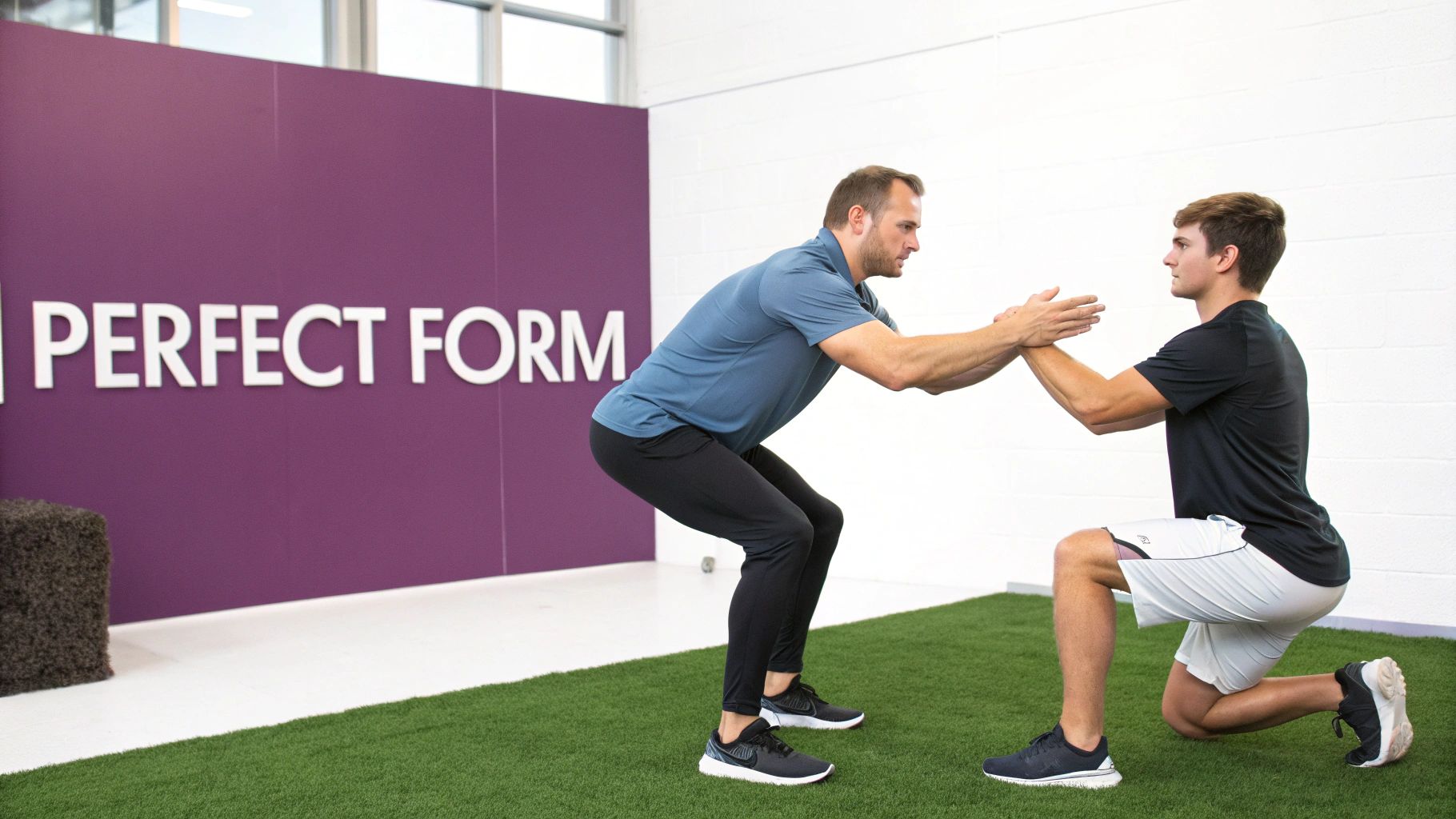 A woman performing a lunge with perfect form, demonstrating proper technique.