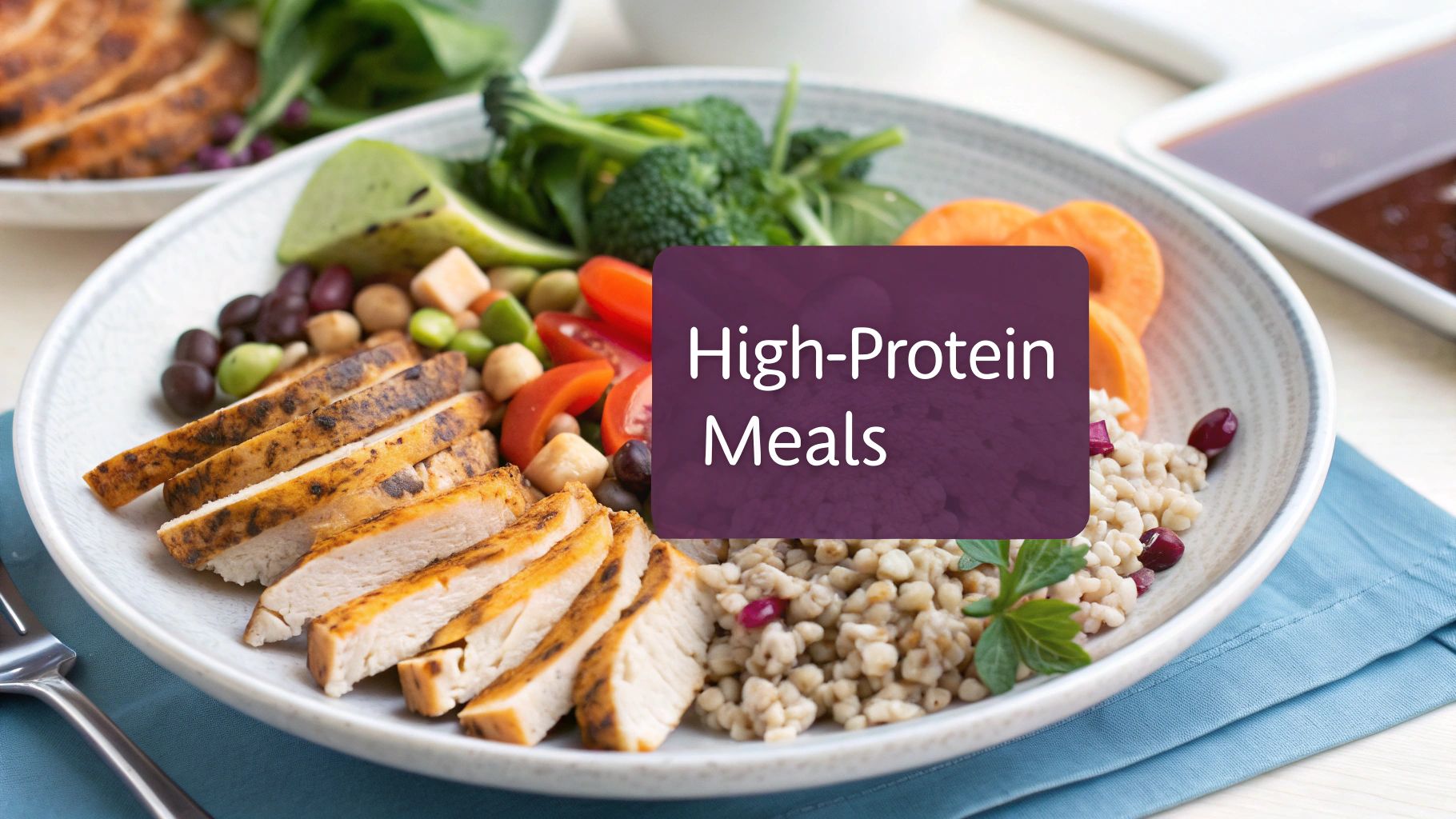 A well-balanced meal with grilled chicken, quinoa, and fresh vegetables in a bowl.