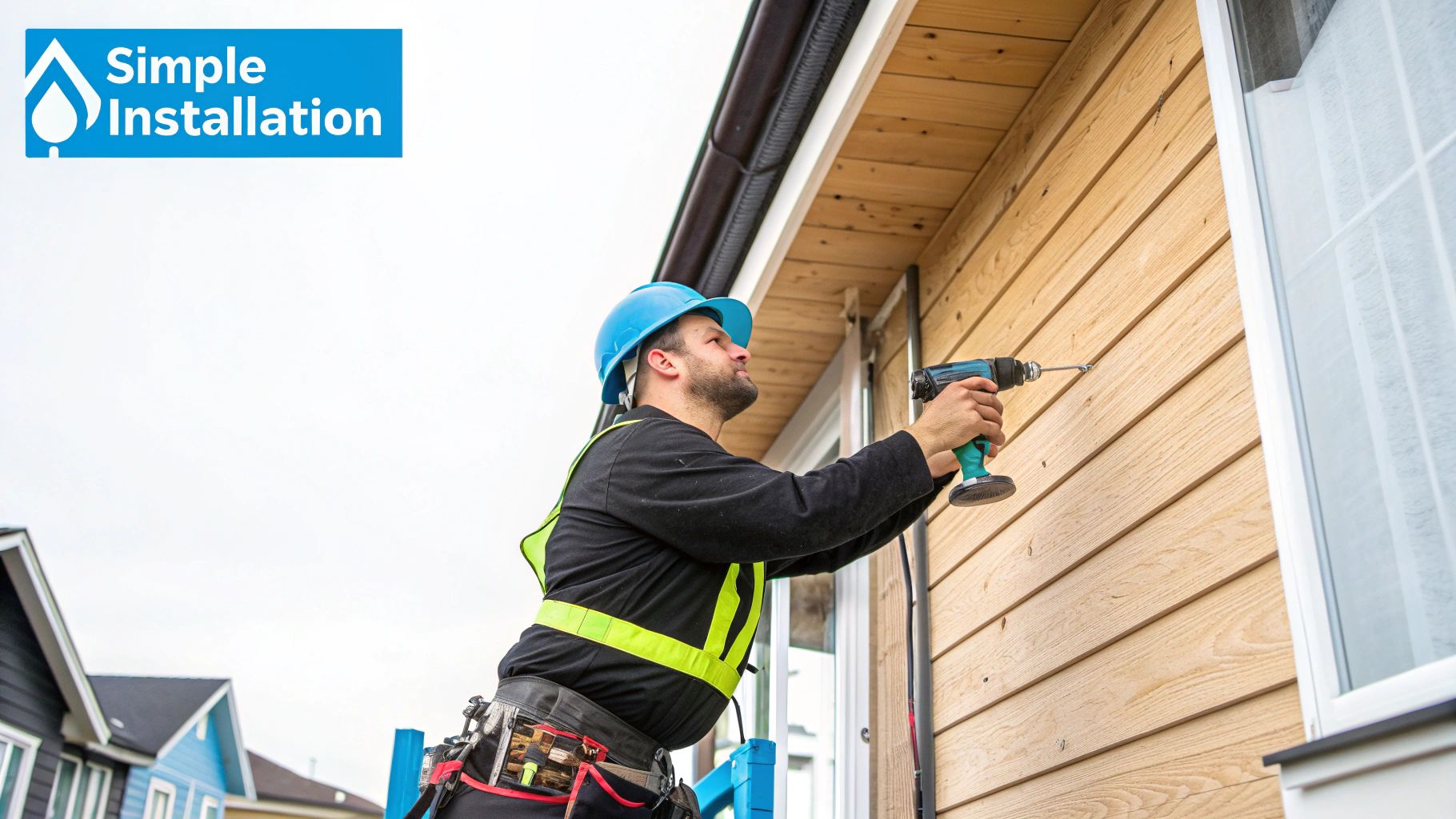 A beautiful residential home with well-maintained siding, set against a backdrop of green trees.
