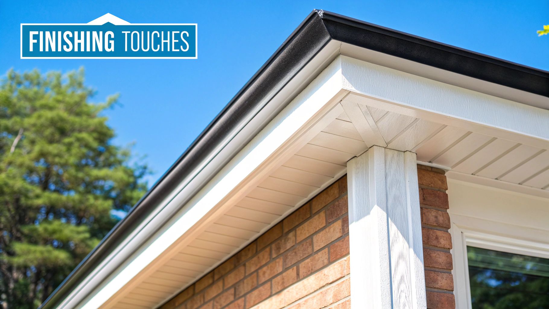 Close-up of a house corner with perfectly installed white vinyl siding and trim.
