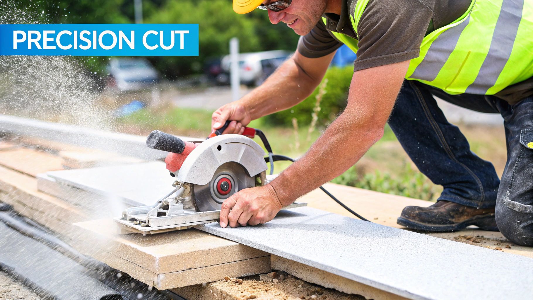 A close-up of a professional installing Hardie plank siding on a residential home