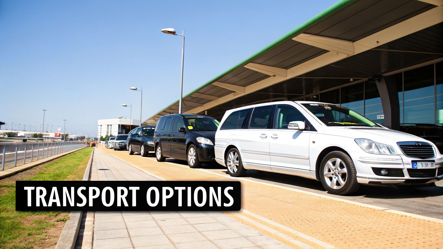 Your Guide to a Taxi Aeroporto Guarulhos Transfer A modern airport bus at a designated stop outside a terminal