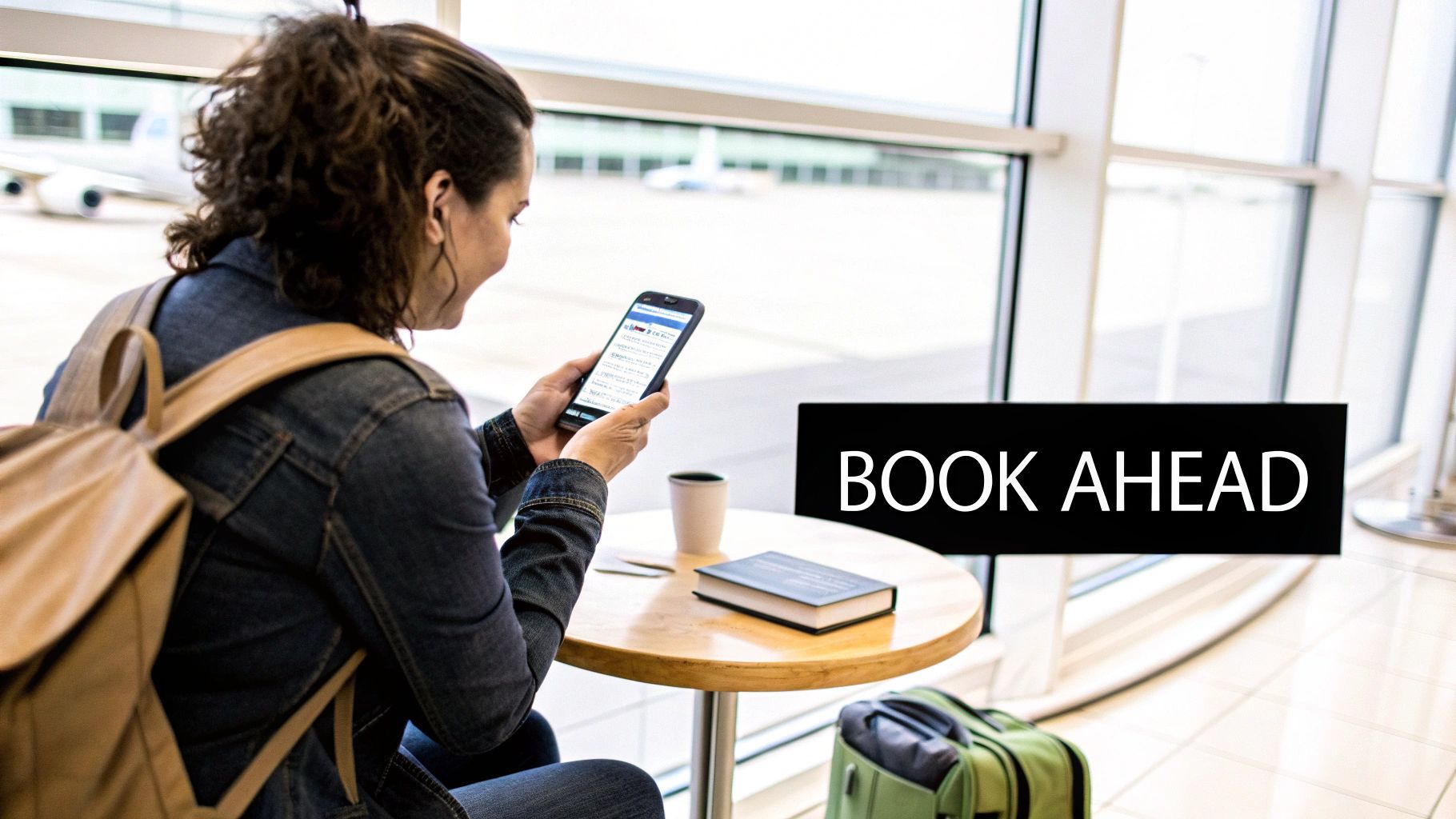 Woman booking a transfer on her laptop.