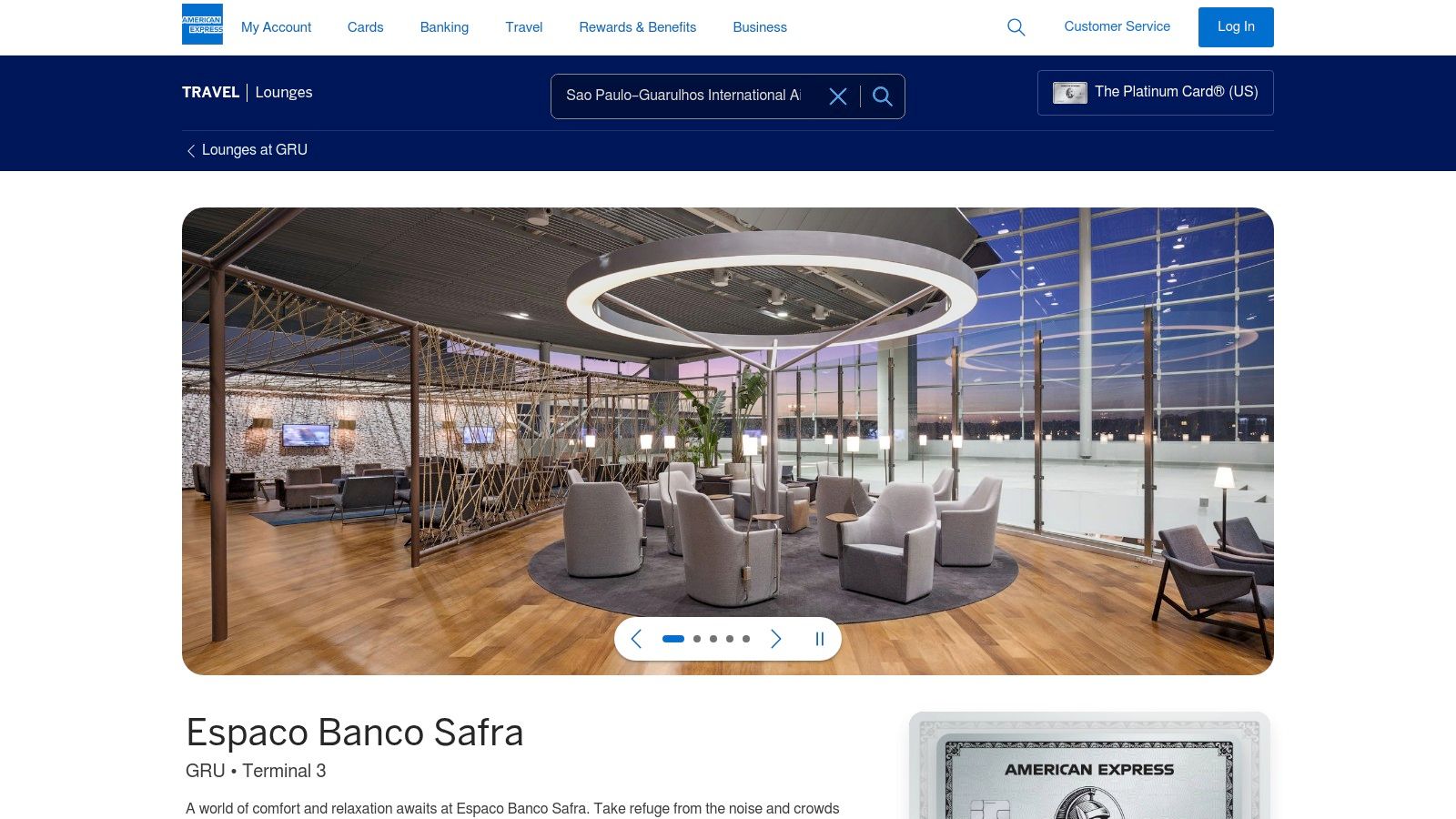 American Express – Global Lounge Collection (Espaço Banco Safra listing)