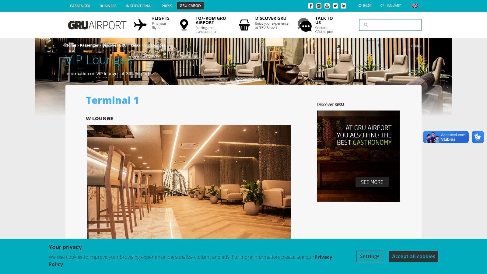 GRU Airport – Official VIP Lounges directory (Terminal 3)
