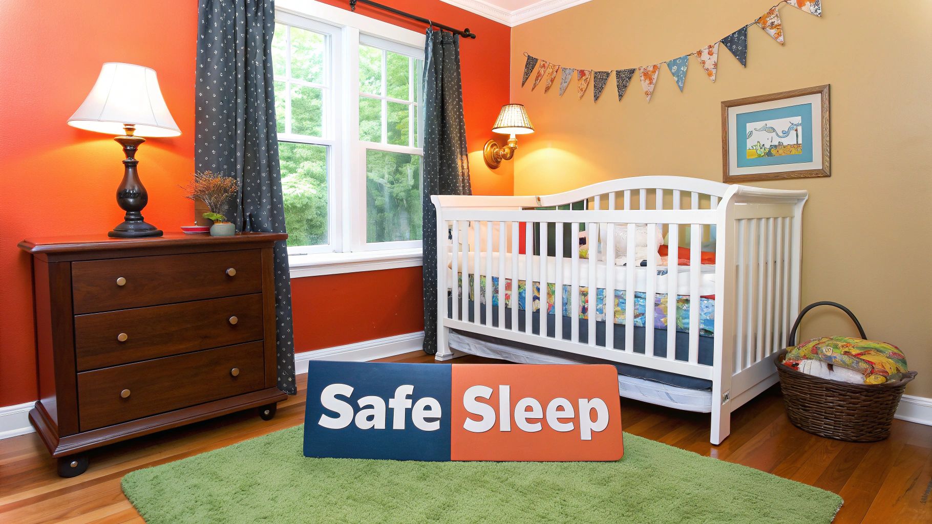 A serene nursery with a crib, soft lighting, and a comfortable glider chair.