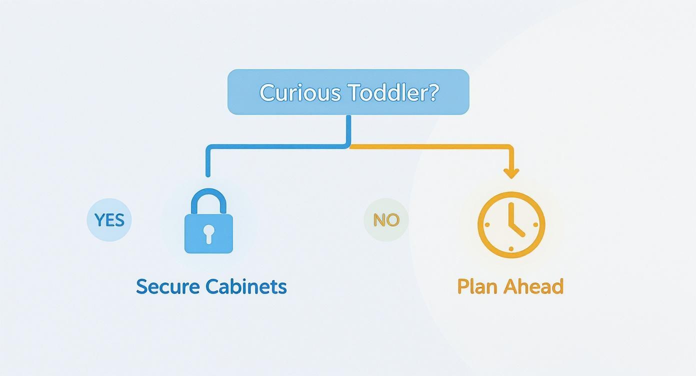 Infographic about how to baby proof cabinets