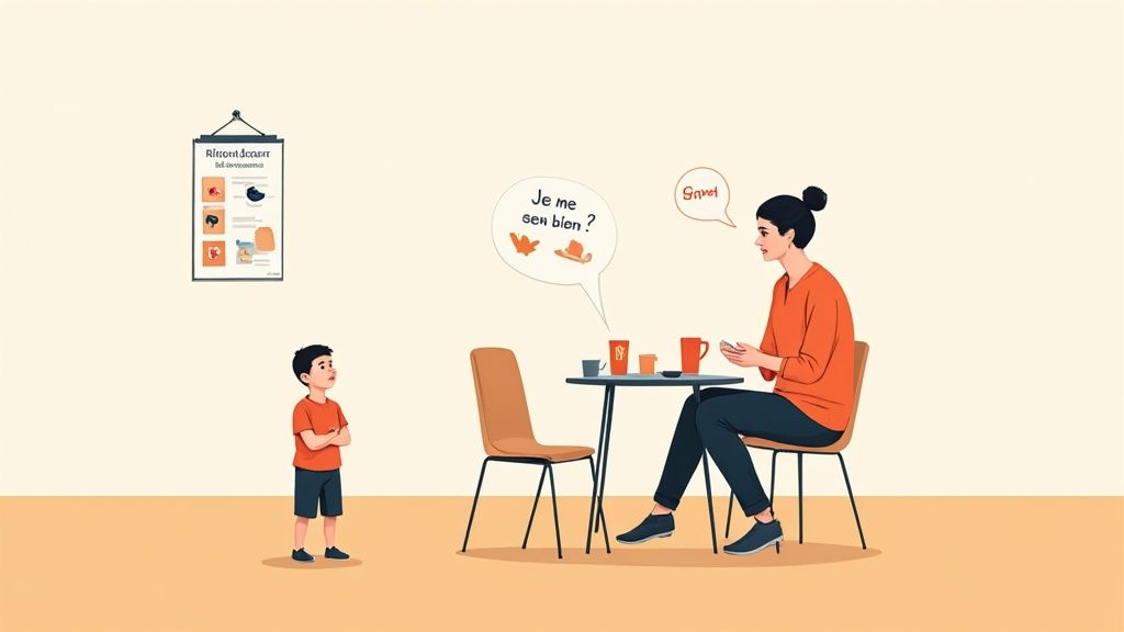 Enfant souriant en cercle de parole