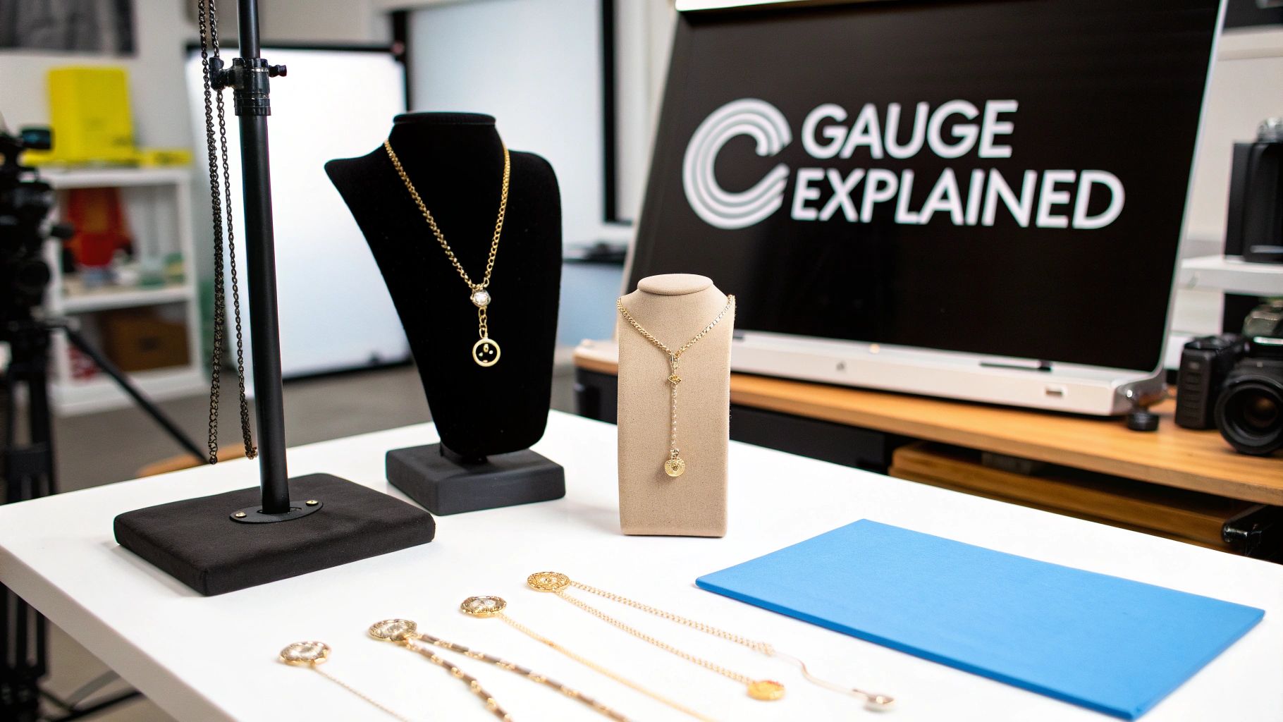 A collection of various body piercing jewelry pieces like barbells and rings arranged neatly