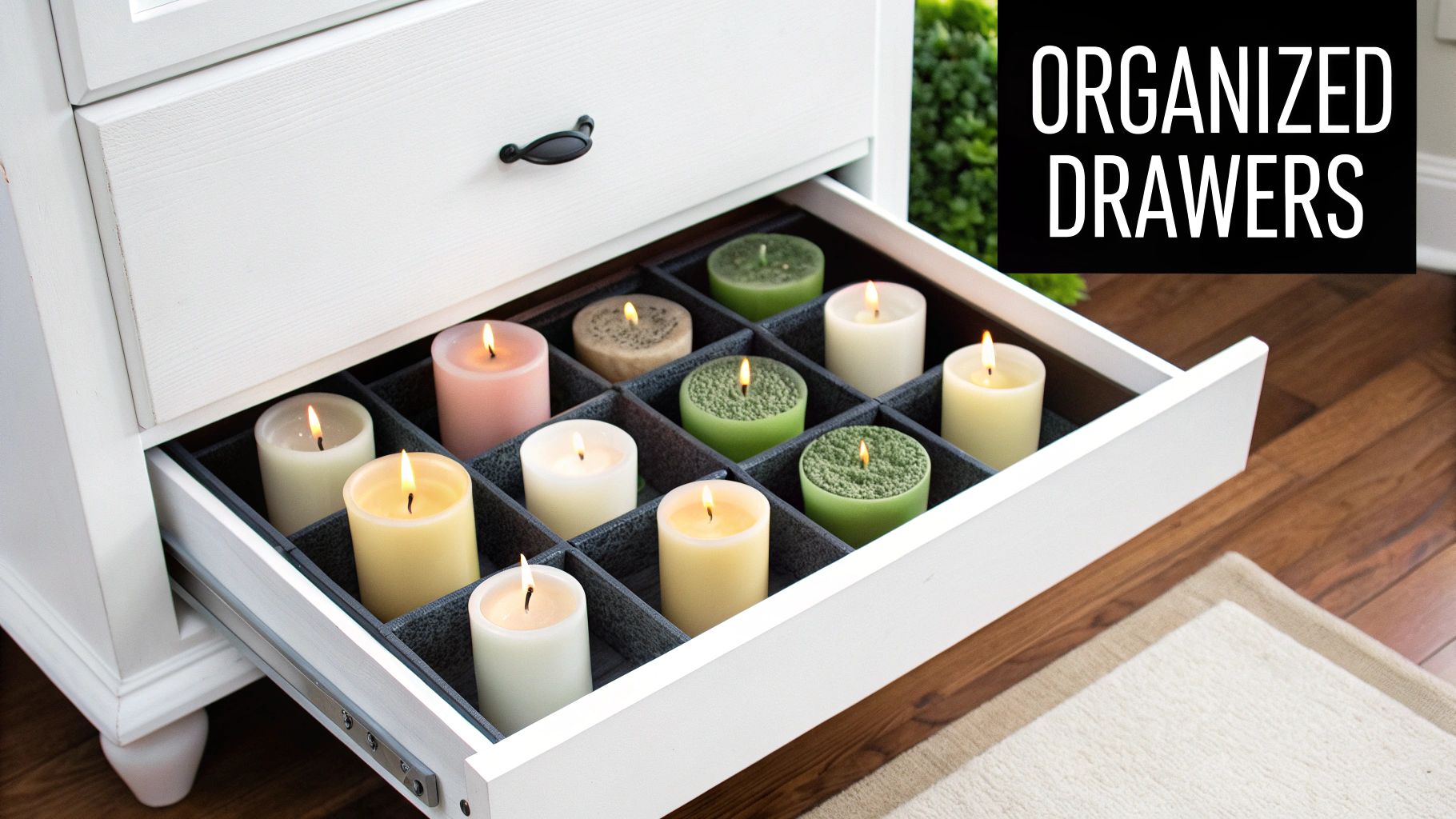 Dedicated Candle Drawers with Dividers