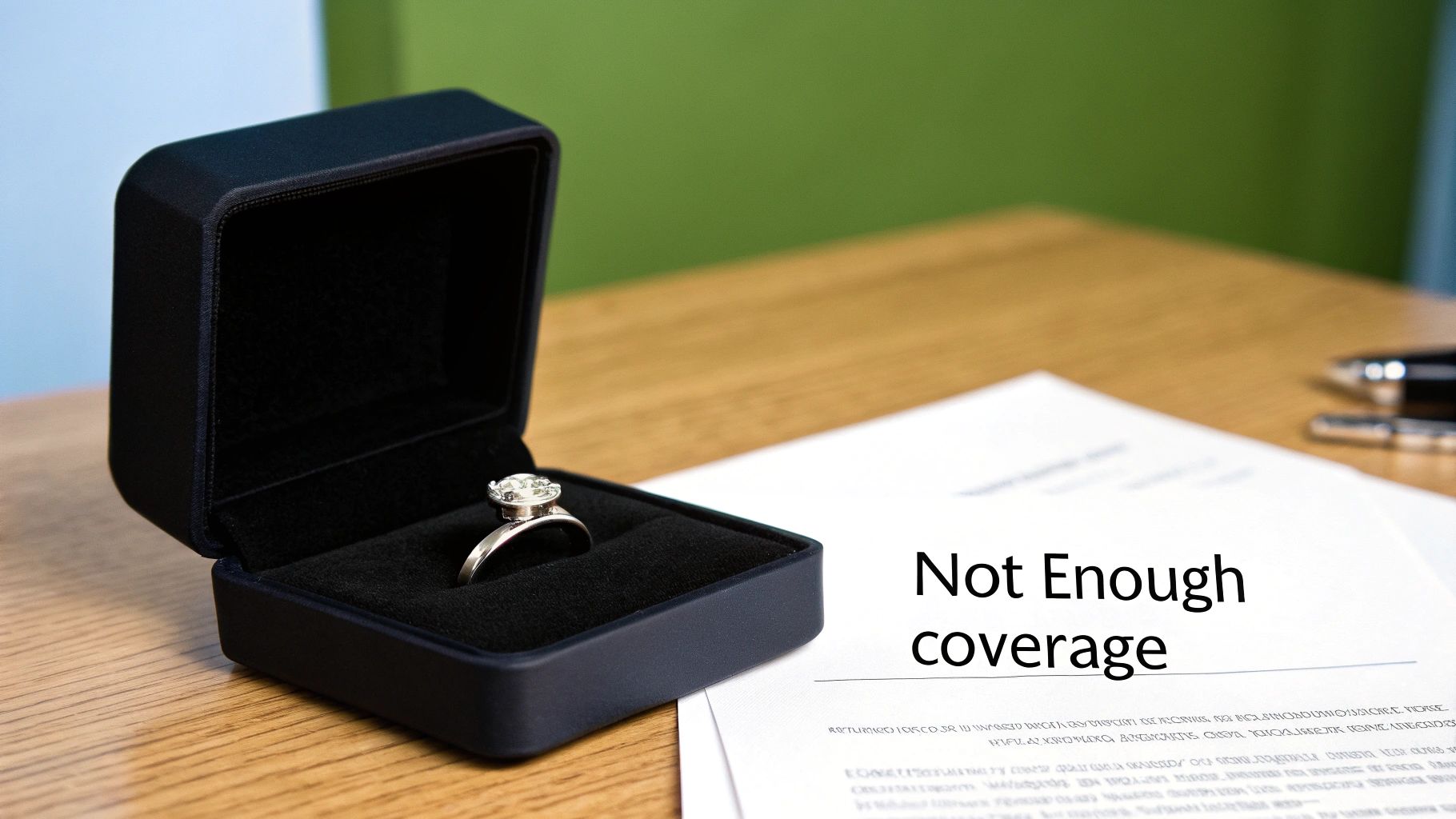 An elegant engagement-ring-and-wedding-band-set-displayed-on-a-reflective-surface-highlighting-its-sparkle