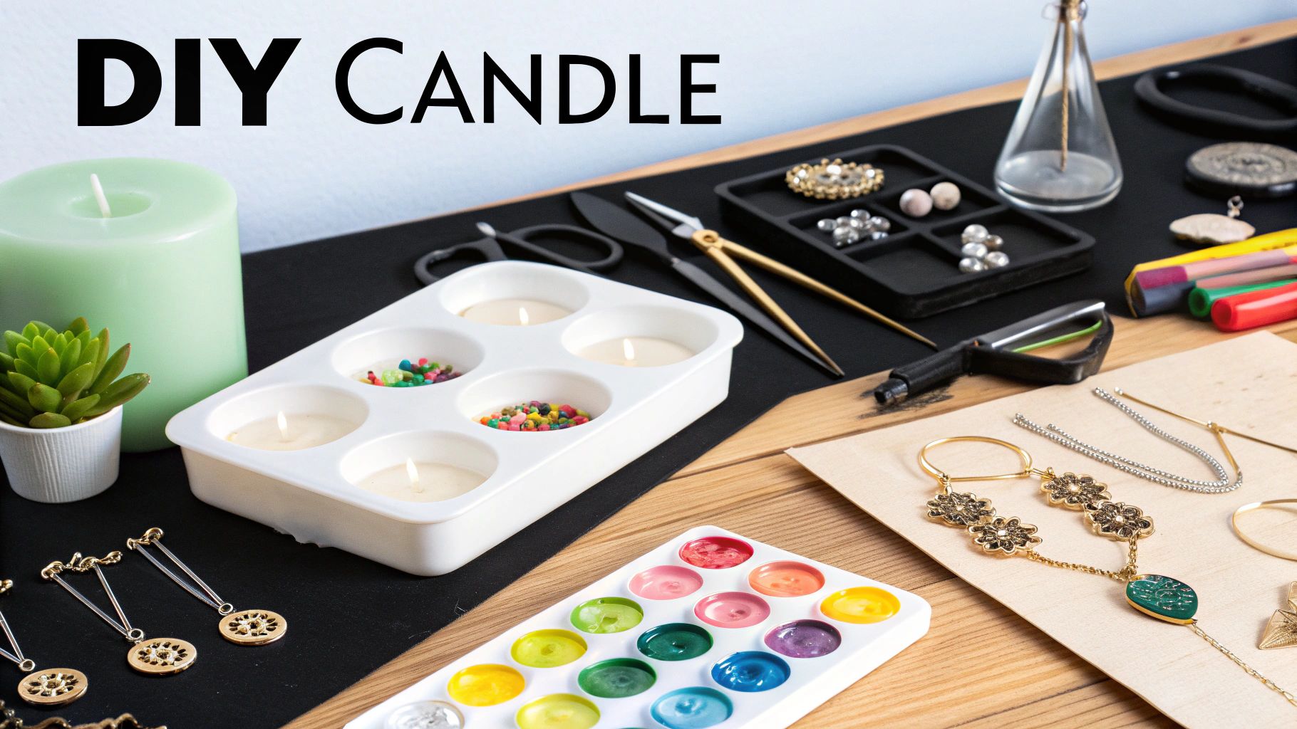A beautifully wrapped jewelry candle being given as a gift.