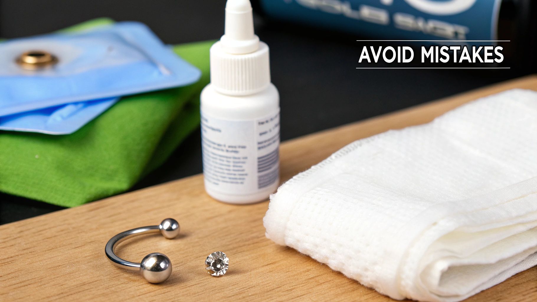 A person looking concerned at their new piercing.