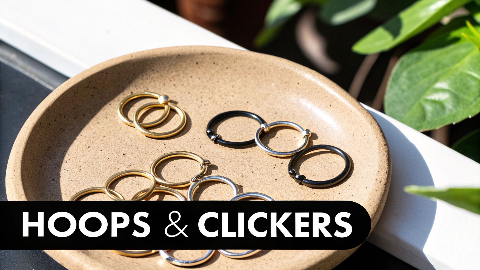 Woman with a hoop nipple ring