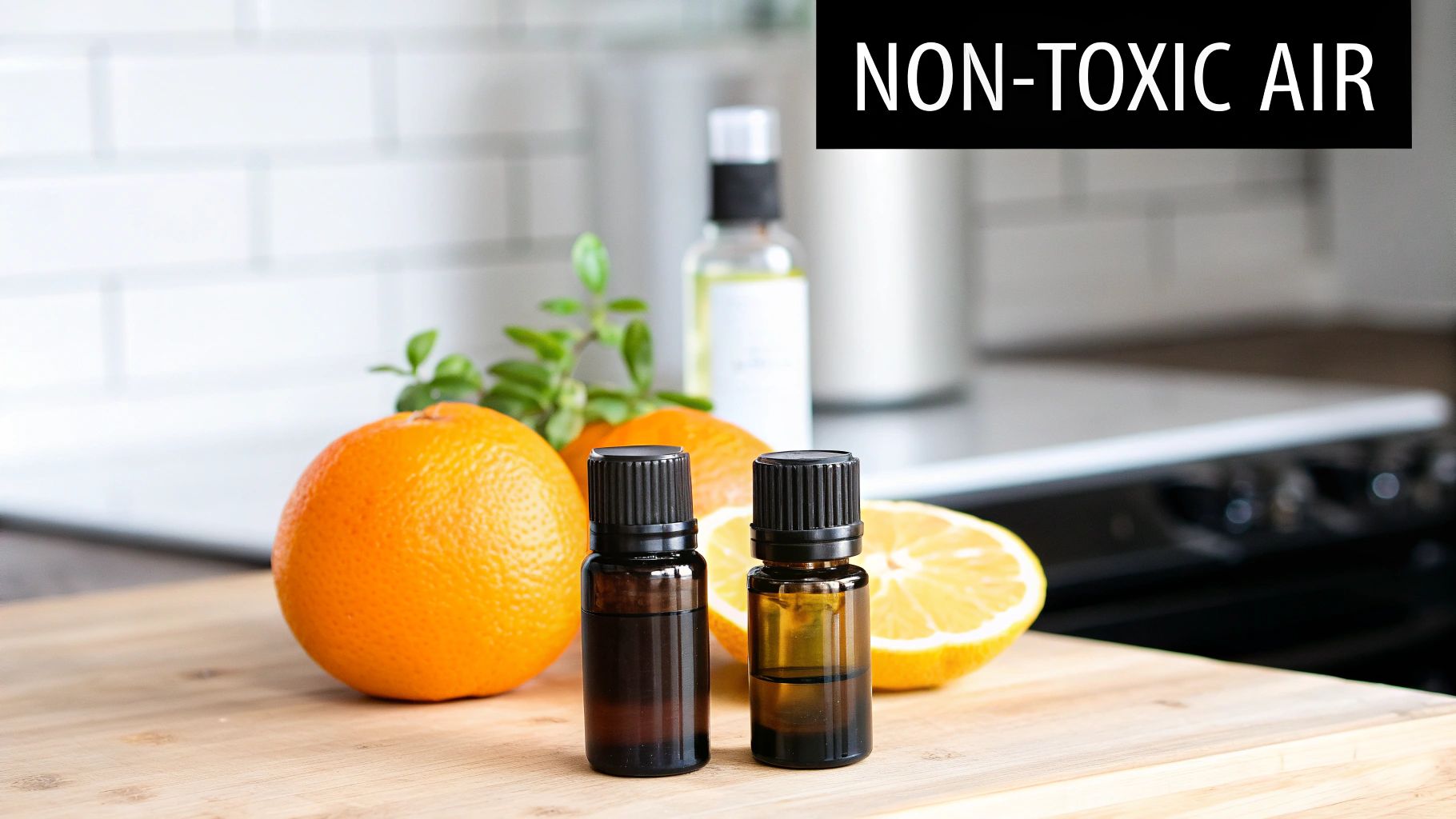 A minimalist home interior with a lit candle and a reed diffuser on a wooden table, creating a serene ambiance.