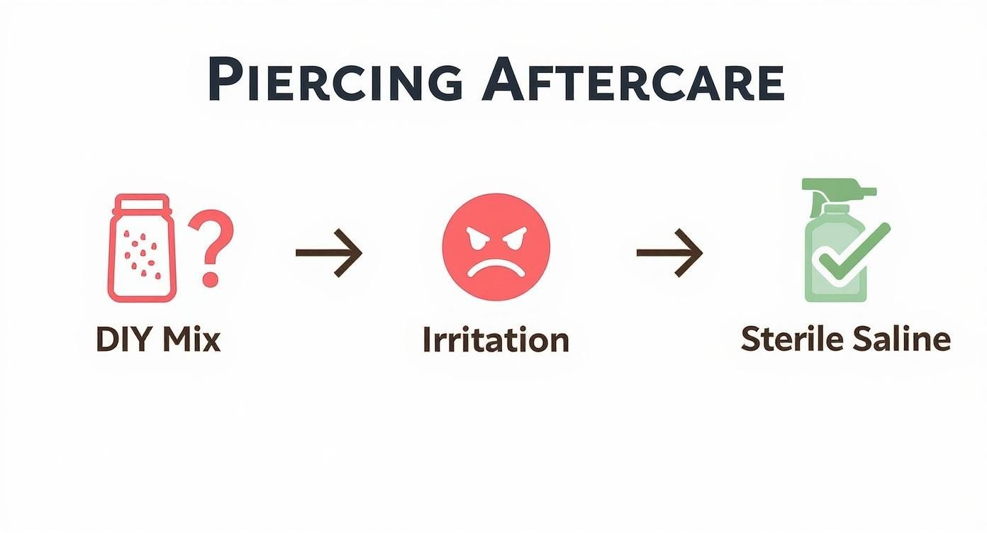 Infographic about piercing sea salt soak