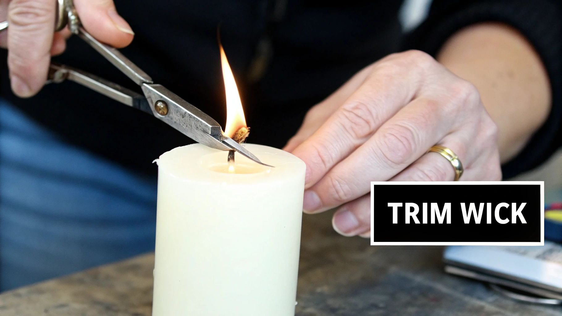 Trim Your Wick to 1/4 Inch Before Each Use