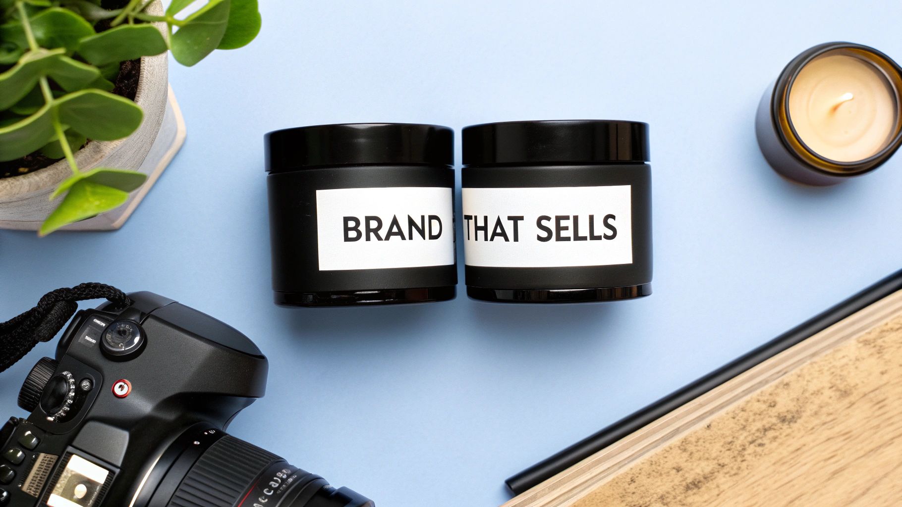 A collection of beautifully branded candles with elegant packaging and labels.