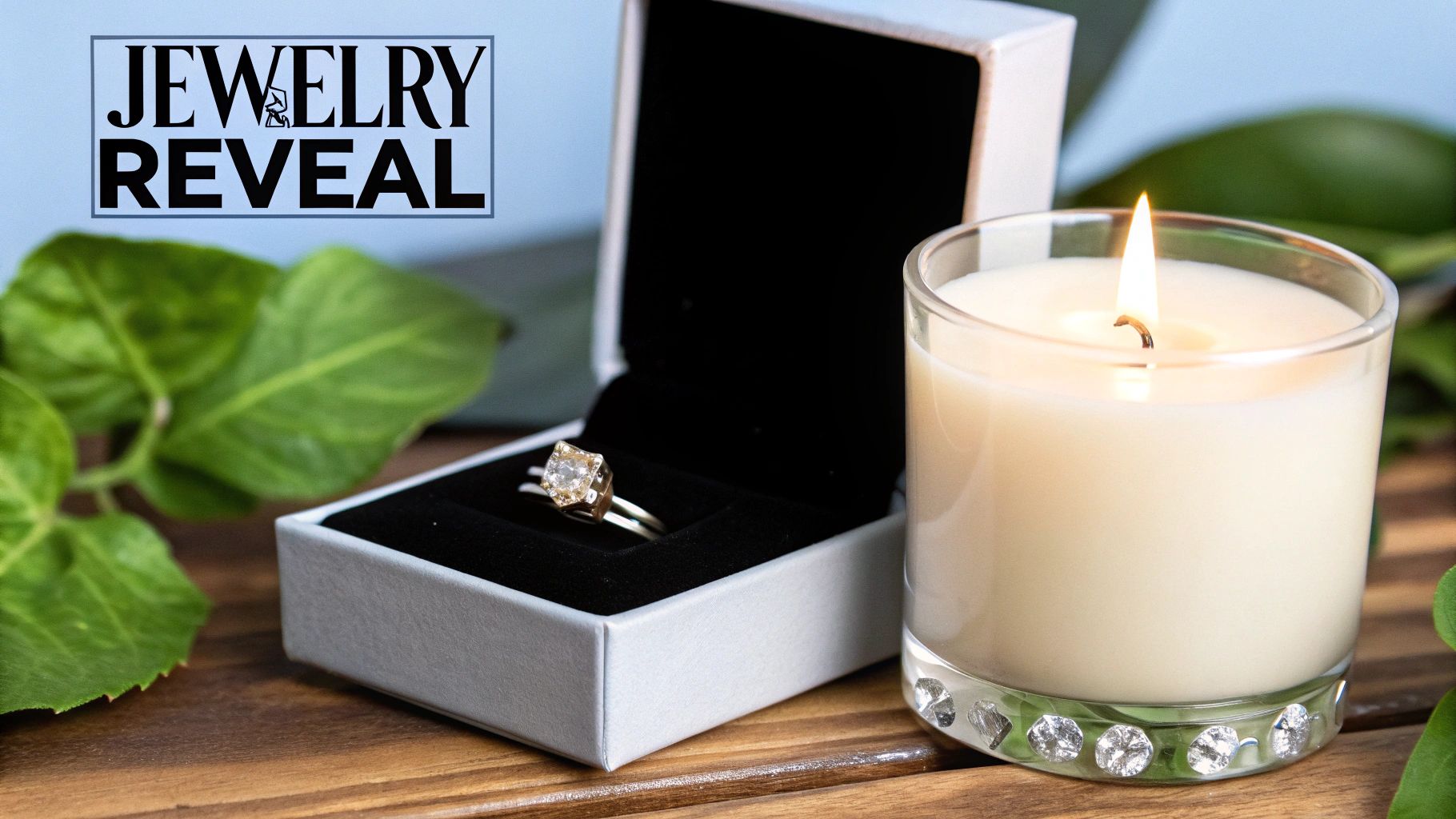 A woman holding a Jackpot Candle with a ring inside.