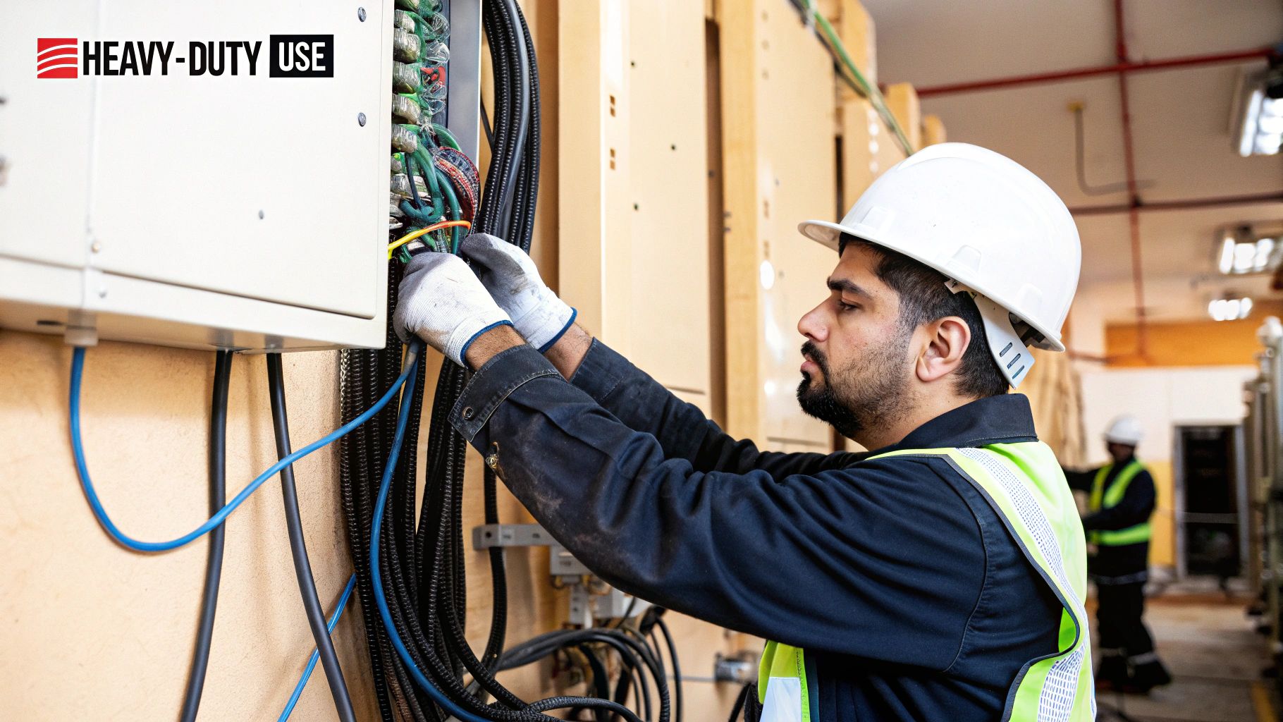 A person with stretched lobes smiling and showing off their jewelry.