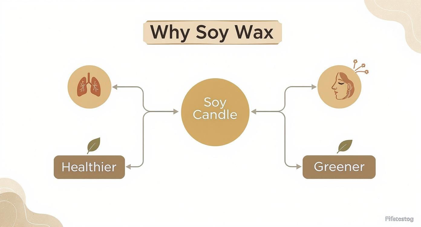 Infographic about benefits of soy wax candles