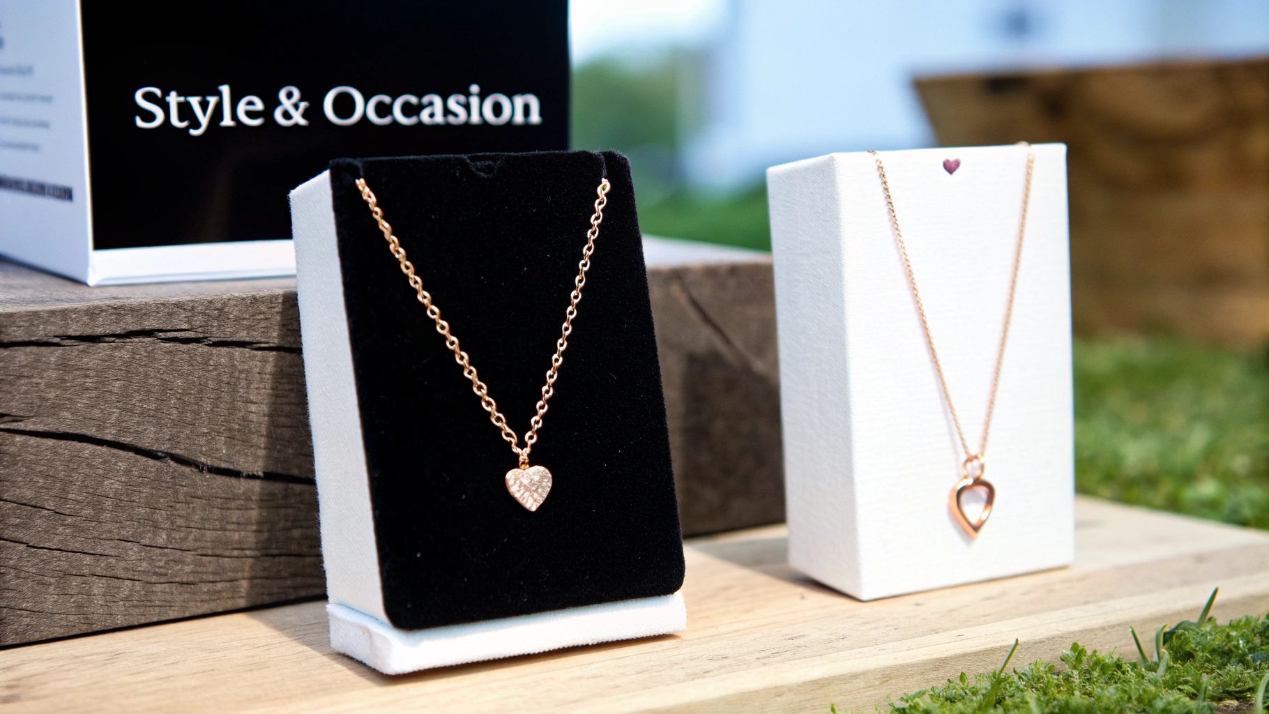 Woman admiring jewelry gift