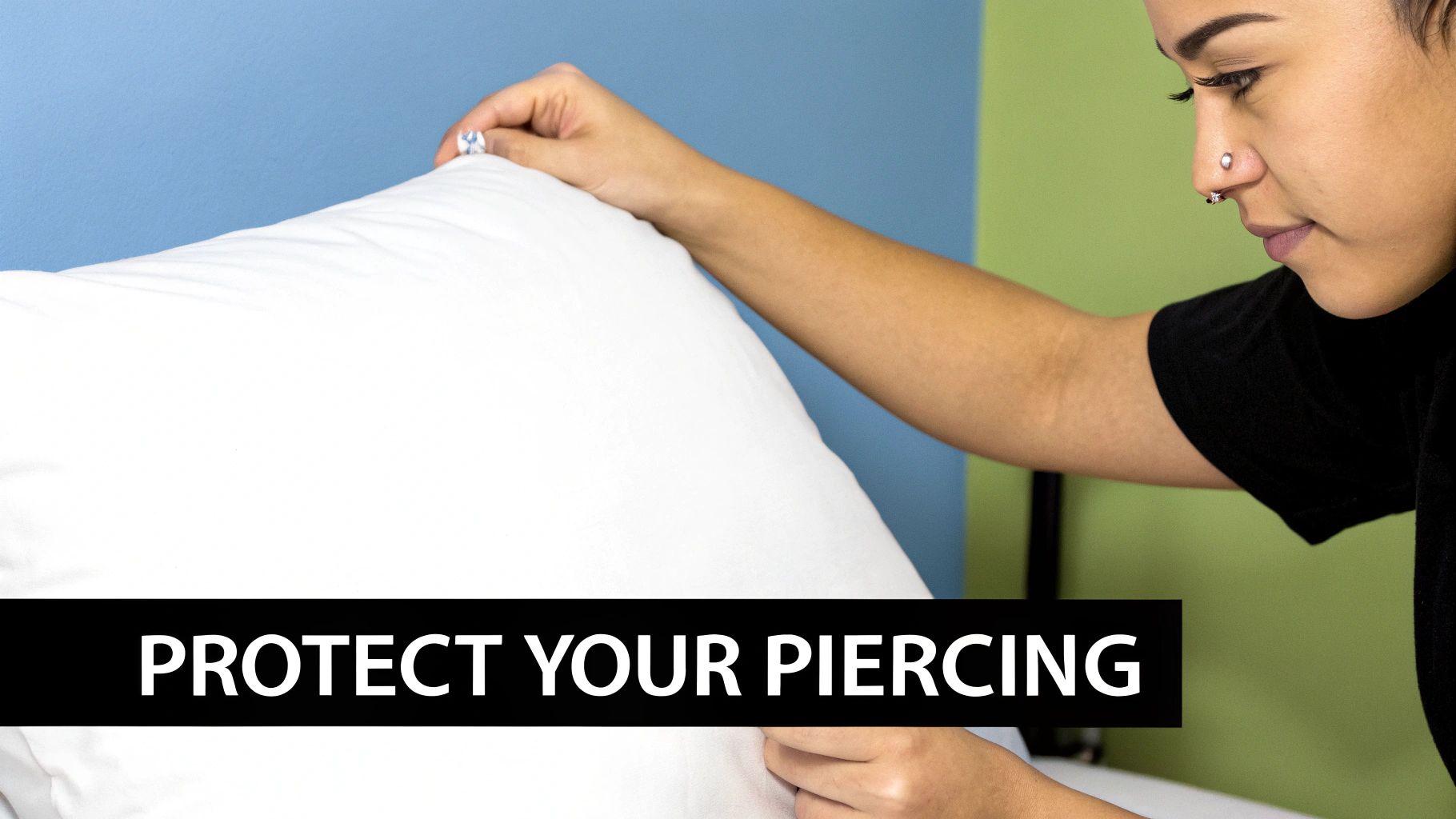 A person with a healed eyebrow piercing showing off their unique style.