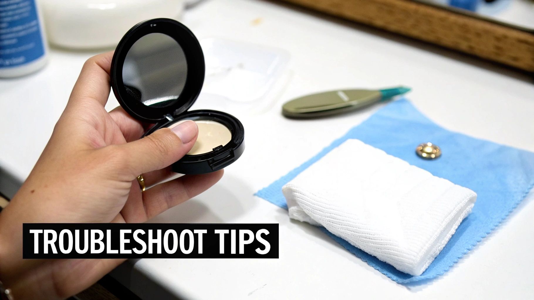 A person's ear showing a piercing with a small irritation bump, highlighting a common healing issue.