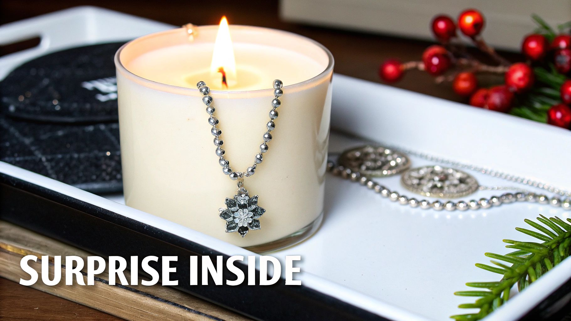 A beautifully wrapped Christmas gift with elegant ribbon and a heartfelt note attached, creating an unforgettable unboxing experience.