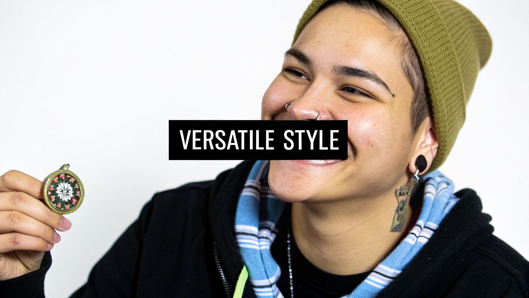 A stylish person showing off their septum ring, highlighting its versatility and appeal.