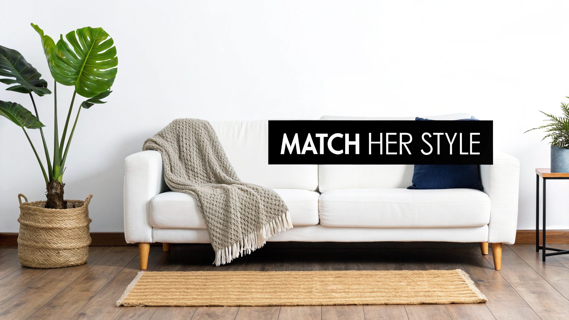 A woman arranging items in her well-decorated living room.