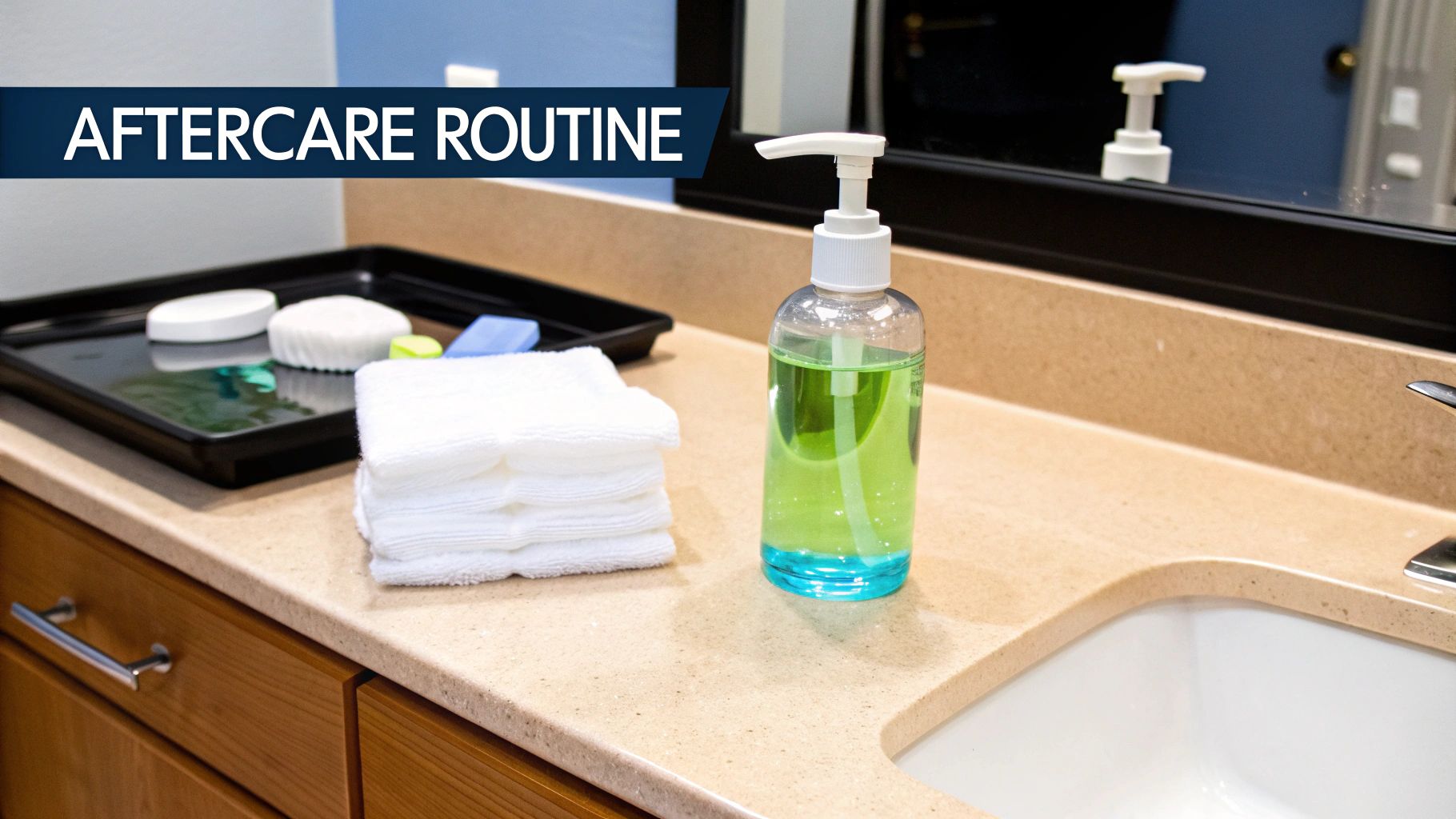 A person gently cleaning their nose piercing with a sterile solution.