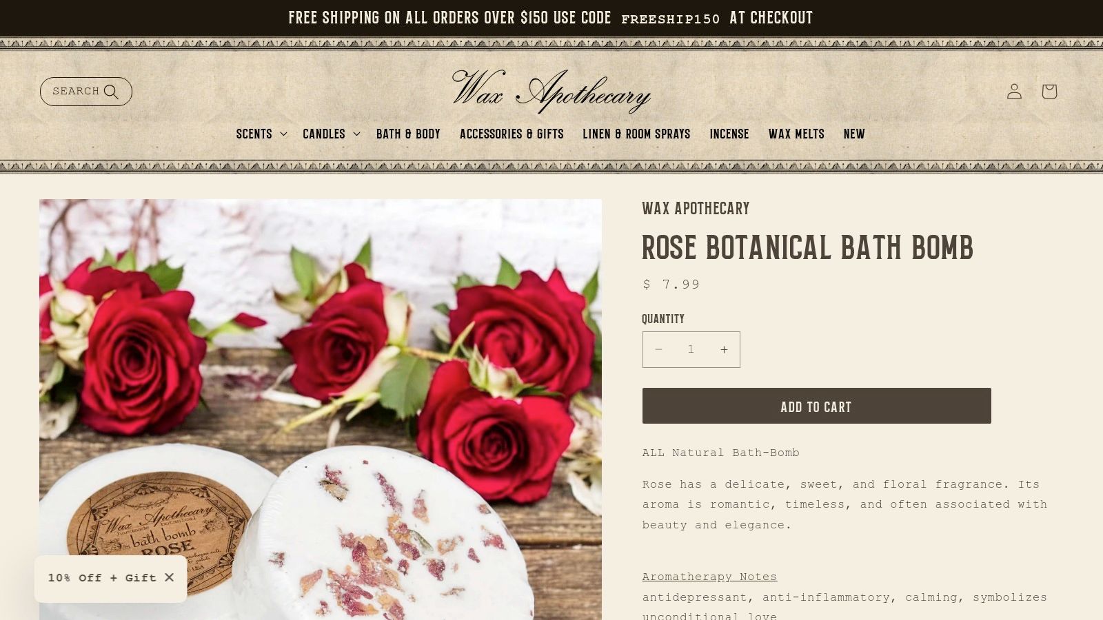 Wax Apothecary Rose Bath Bomb
