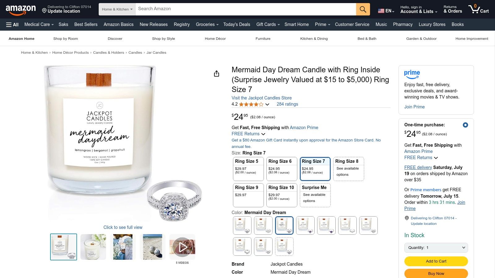 Jackpot Candles on Amazon