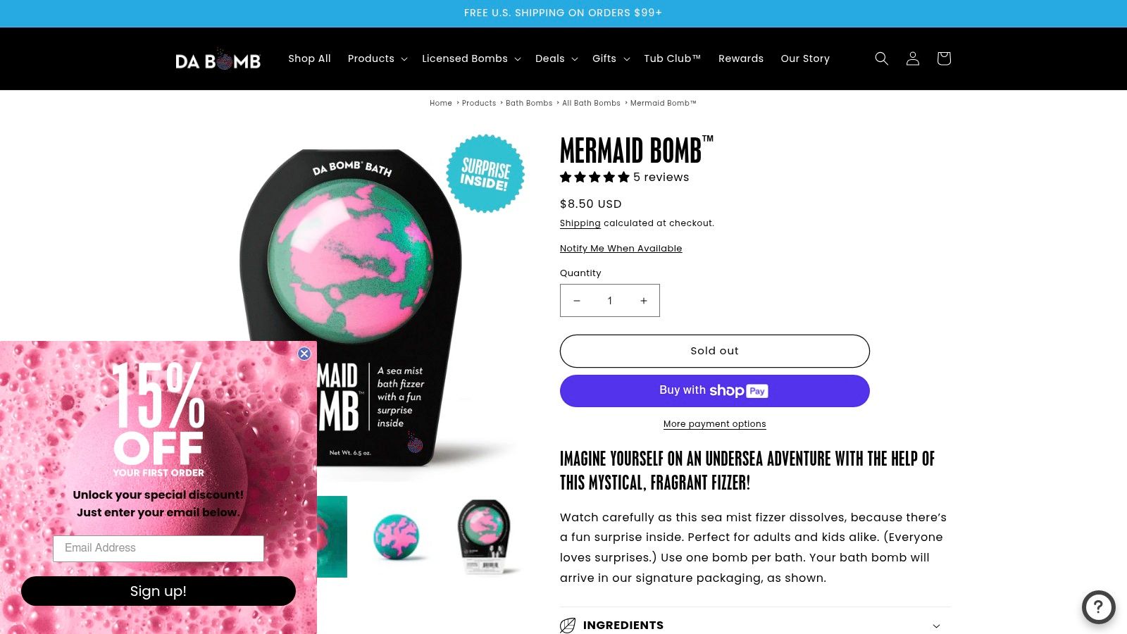 Da Bomb Bath Fizzers (official site)