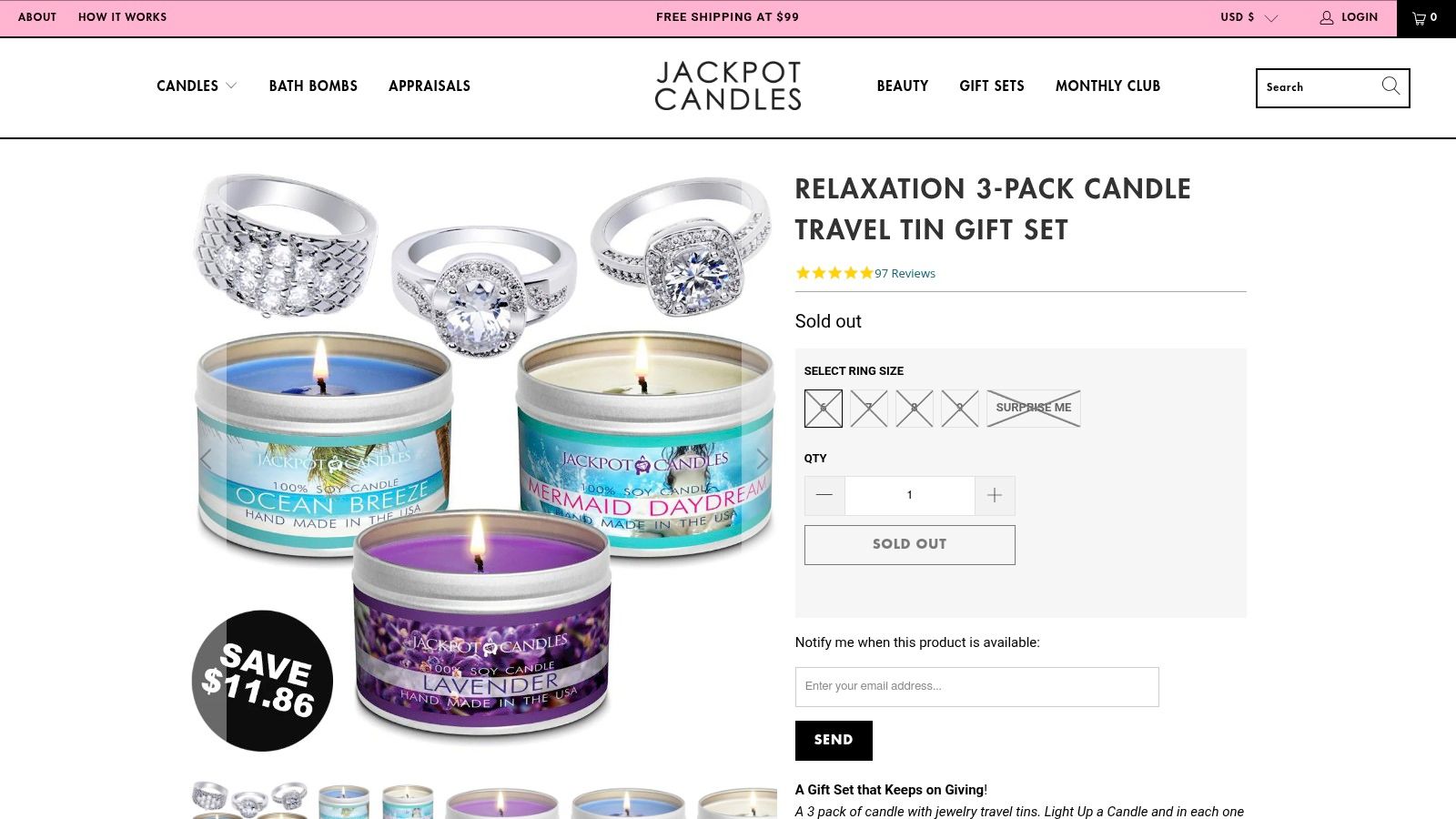 Products - Relaxation 3 Pack Jewelry Candle Travel Tin Gift Set