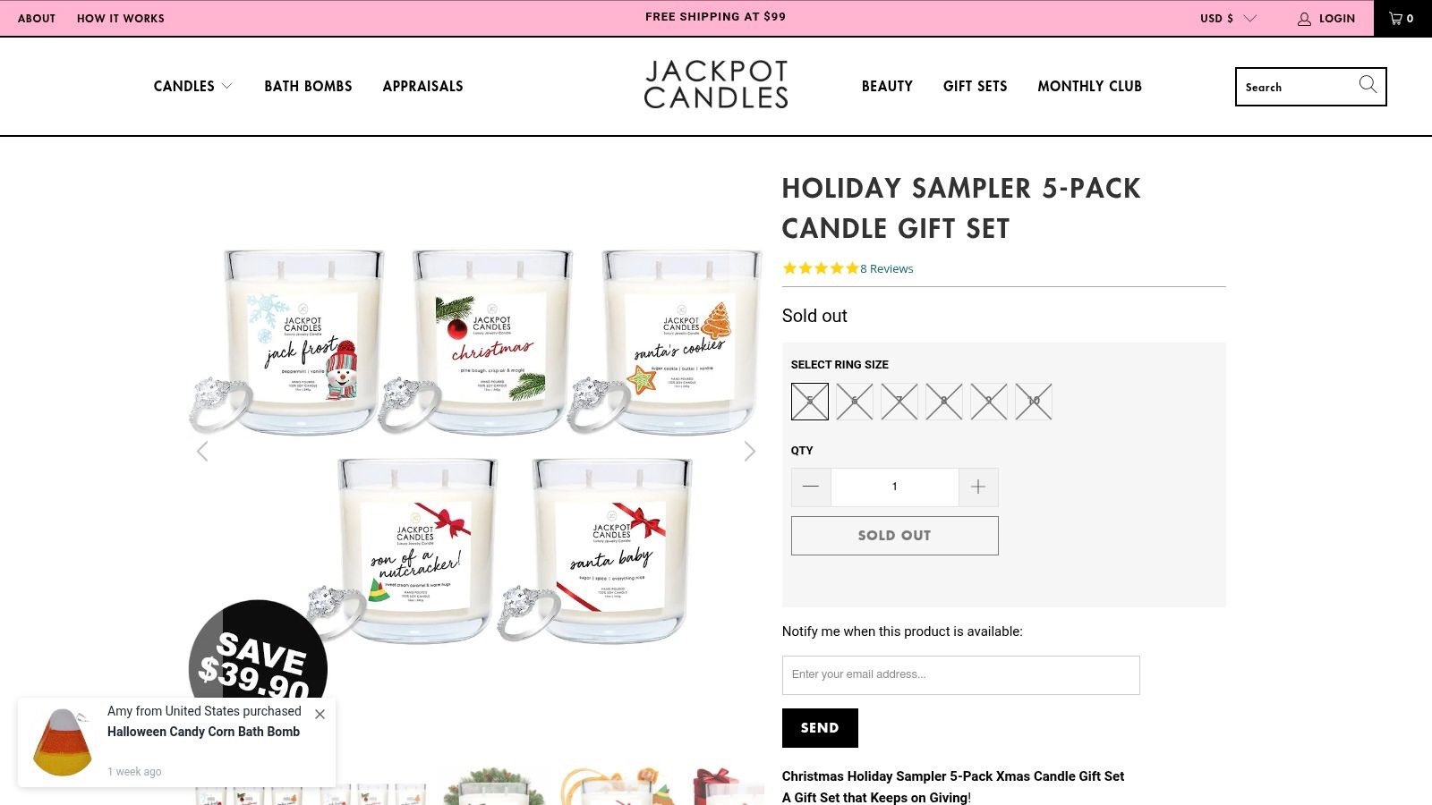 Holiday Sampler 5-Pack Candle Gift Set
